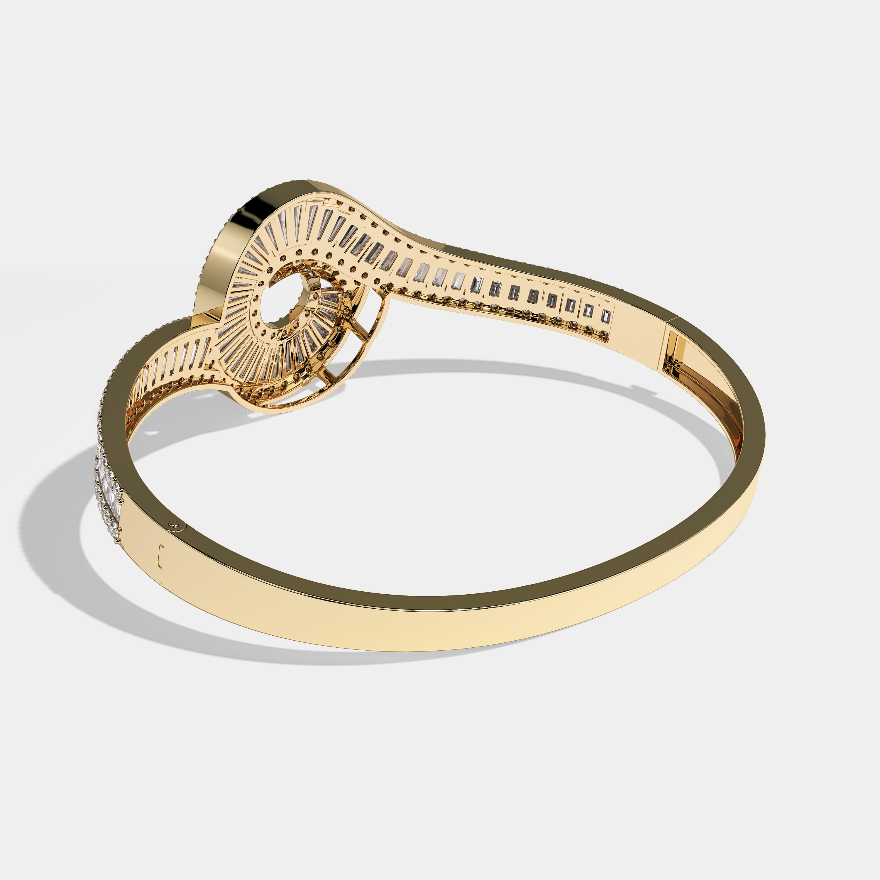 Side View – Kurbãni Durjini Testament Diamond Baguette Bangle / Bracelet Yellow Gold