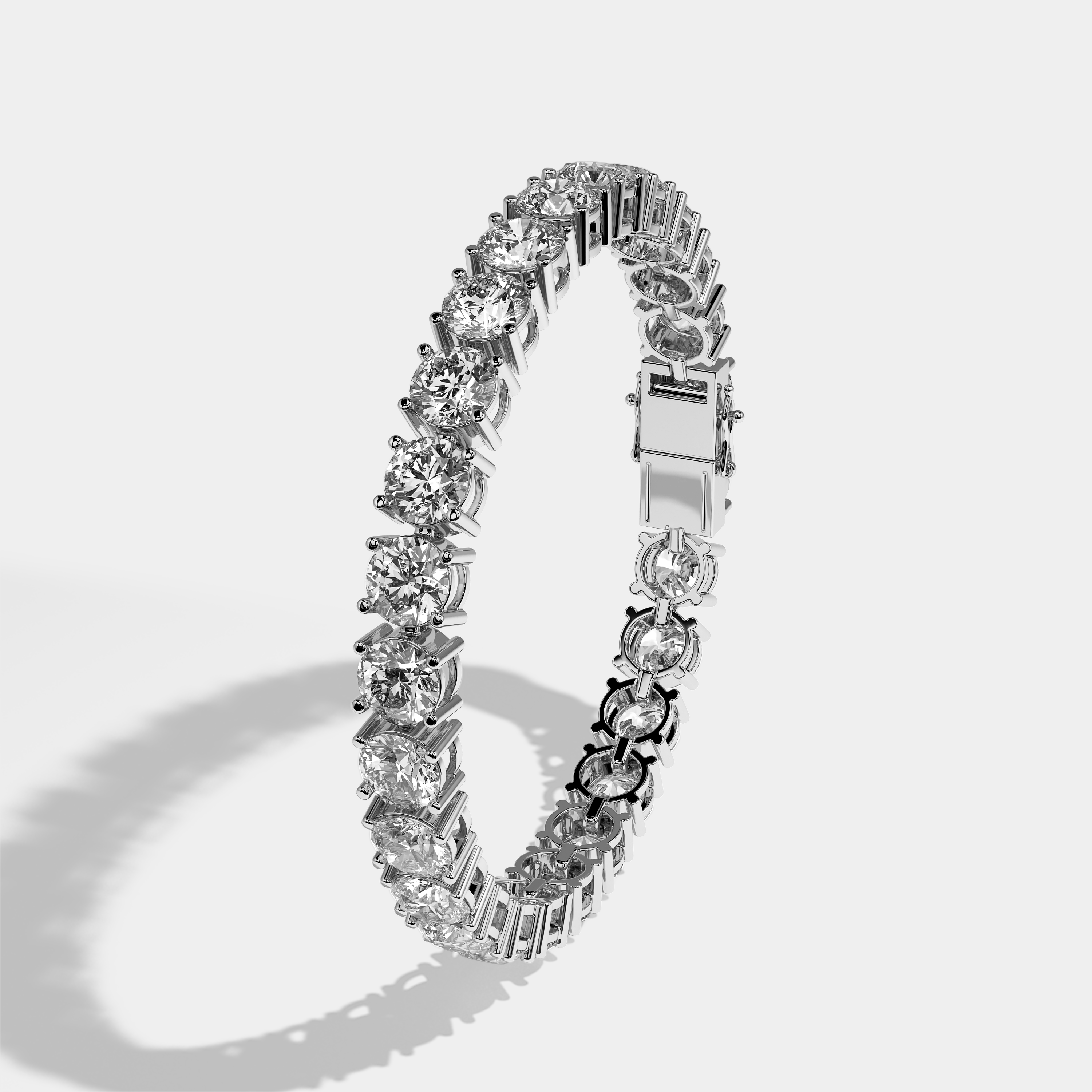 Twin Diamond Round Brilliant Tennis Bracelet 3MM 18K White Gold 5.00ct