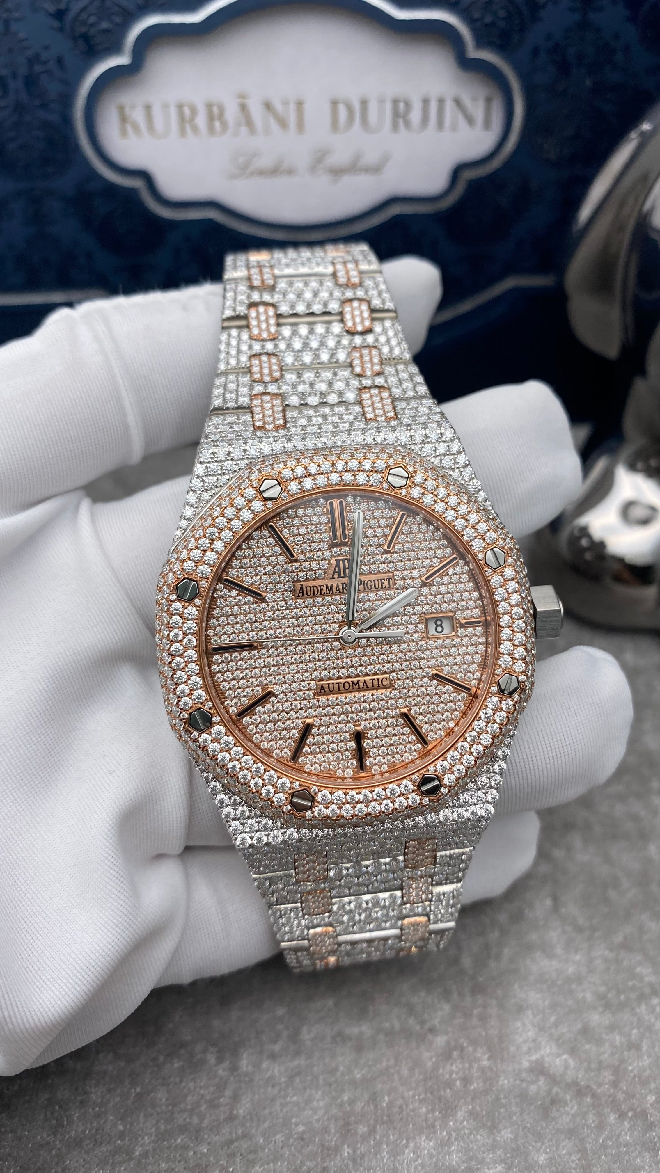 Customised 41MM Audemars Piguet Royal Oak 2 Watch Rose Gold w/Diamonds