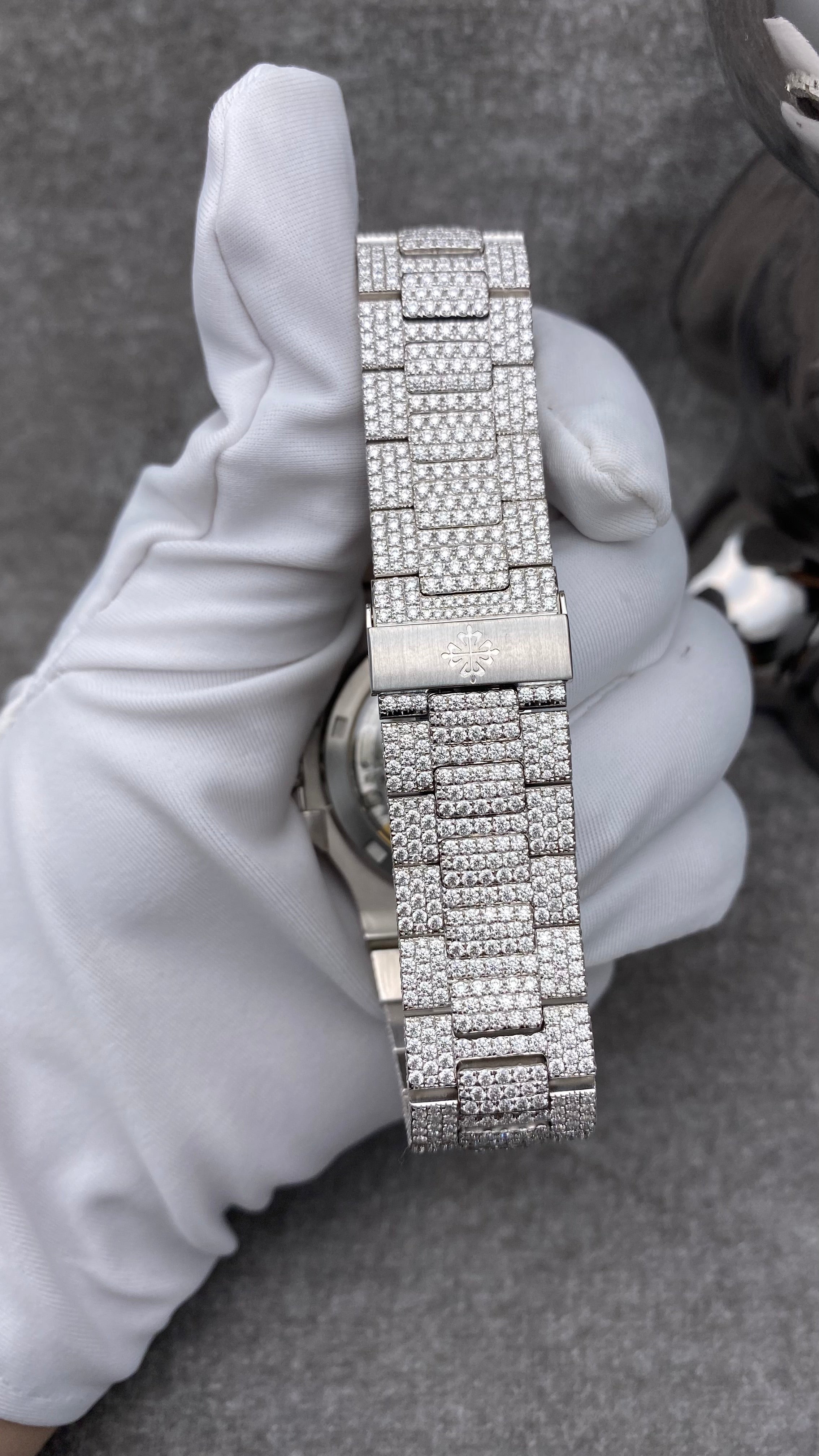 Patek Philippe Nautilus 5711/1A White Gold Pave Set VVS Diamond Watch