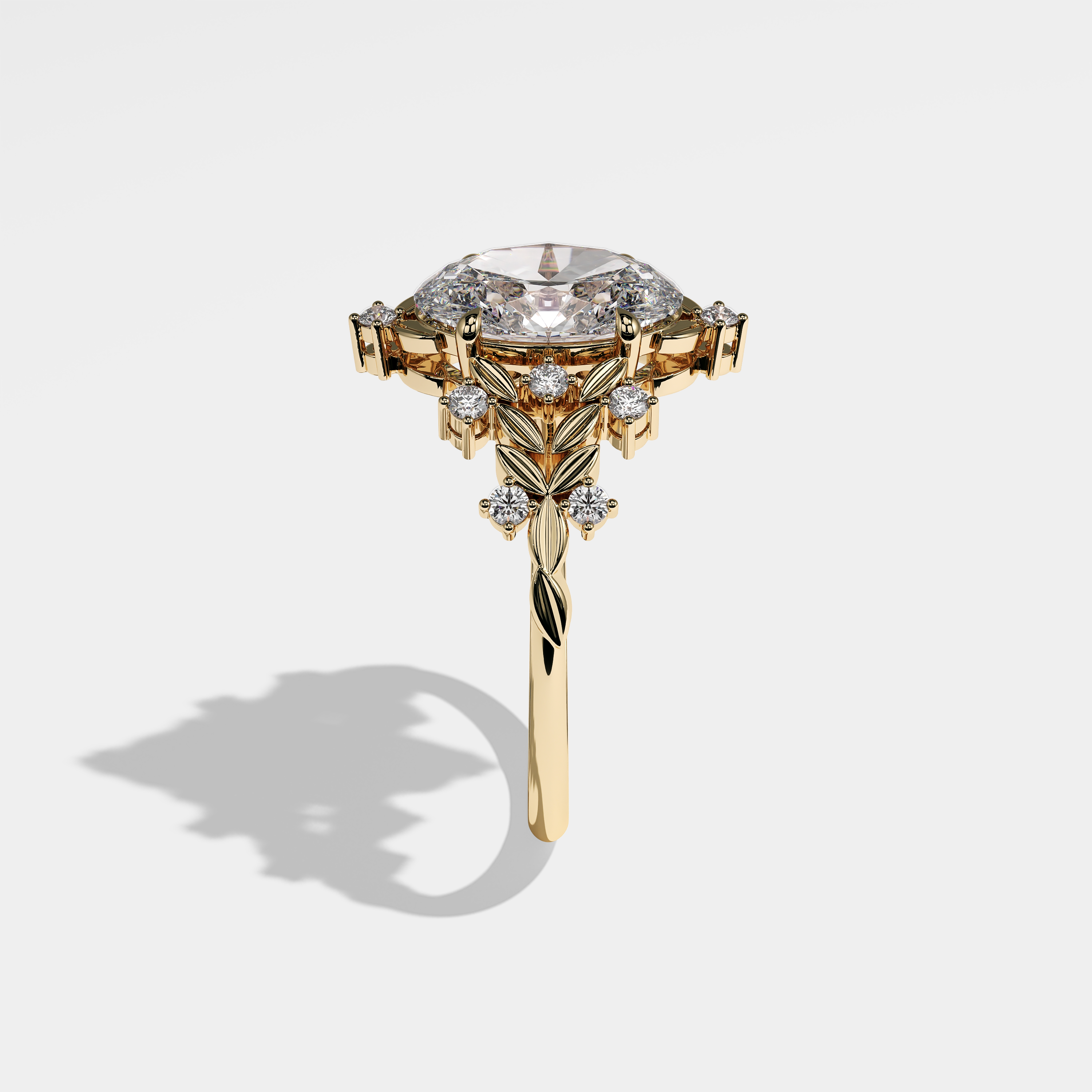 Bianca Diamond Oval Engagement Ring 18K Yellow Gold 5.00ct