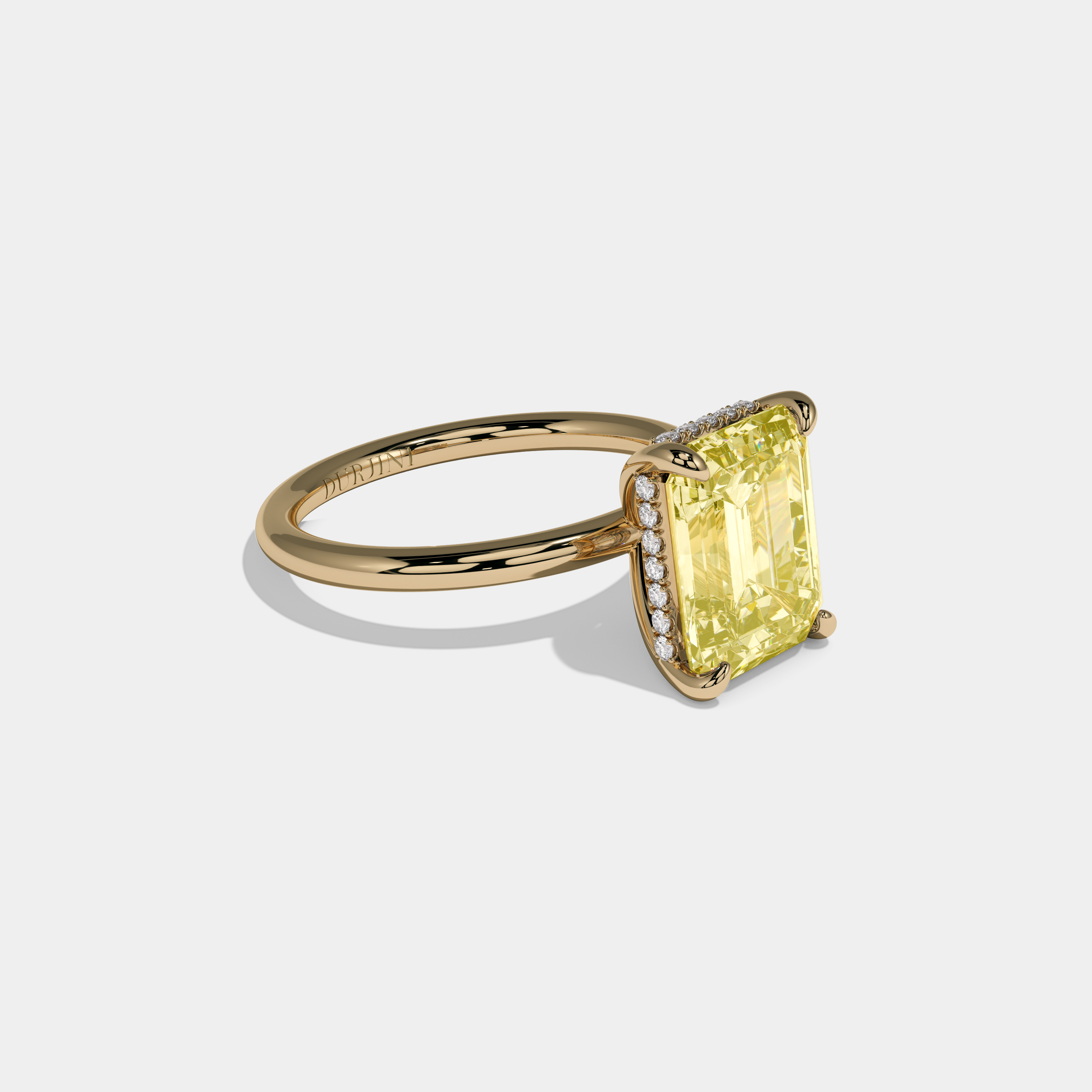 Victoria Fancy Yellow Emerald Cut Diamond Plain Band Engagement Ring 6.50ct 18k Yellow Gold