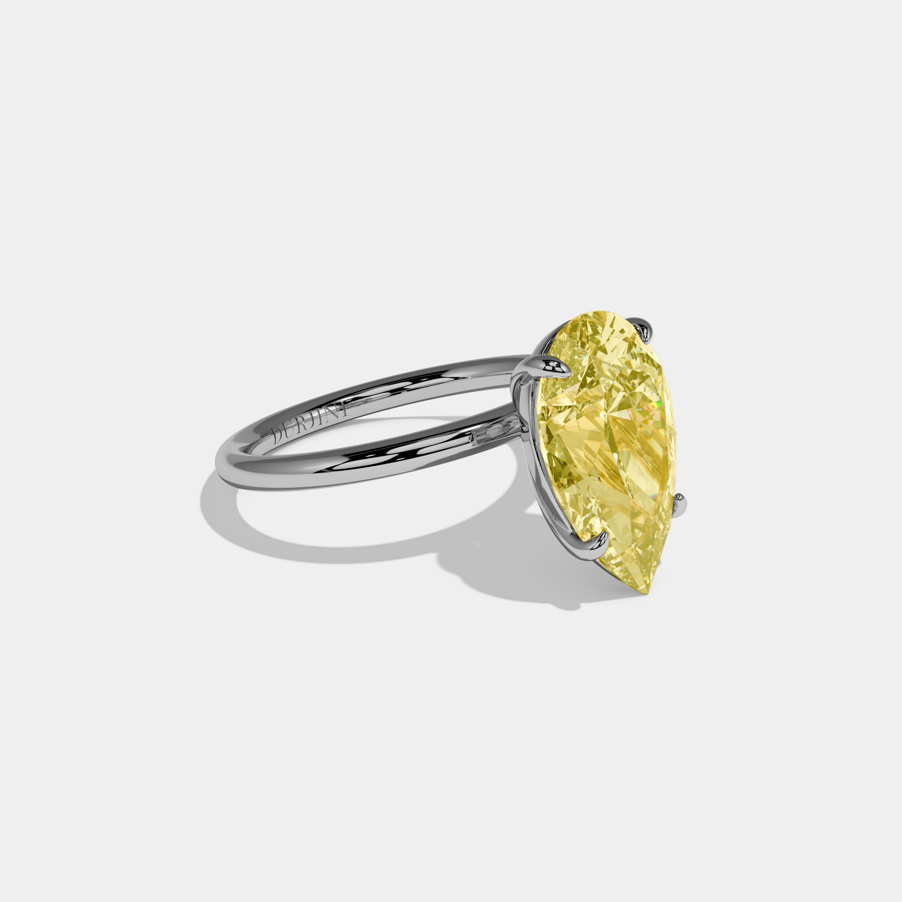 Helena Fancy Yellow Pear Cut Diamond Plain Band Engagement Ring 6ct 18k White Gold