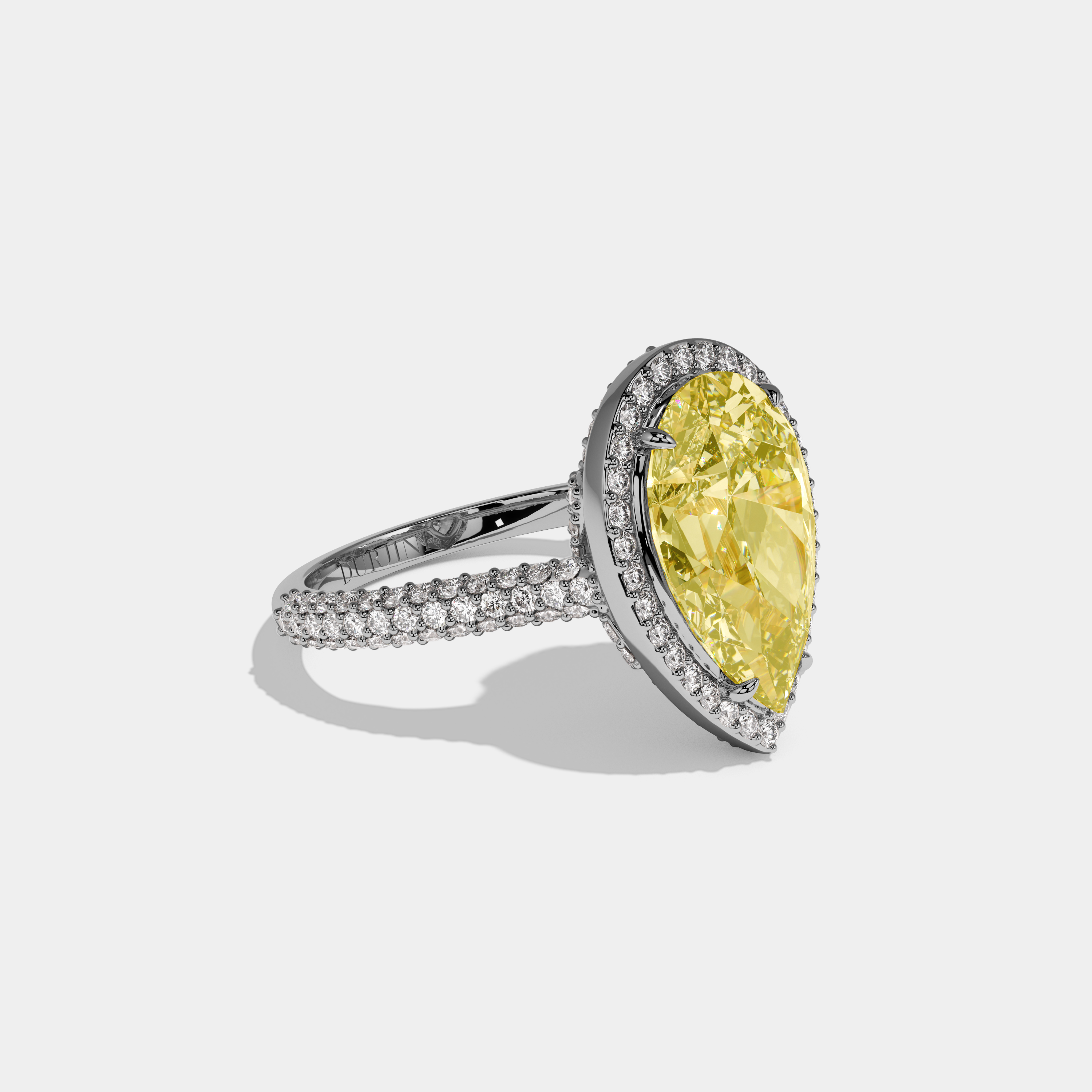 Celia Fancy Yellow Pear Cut Diamond Band Engagement Ring 8ct 18k White Gold