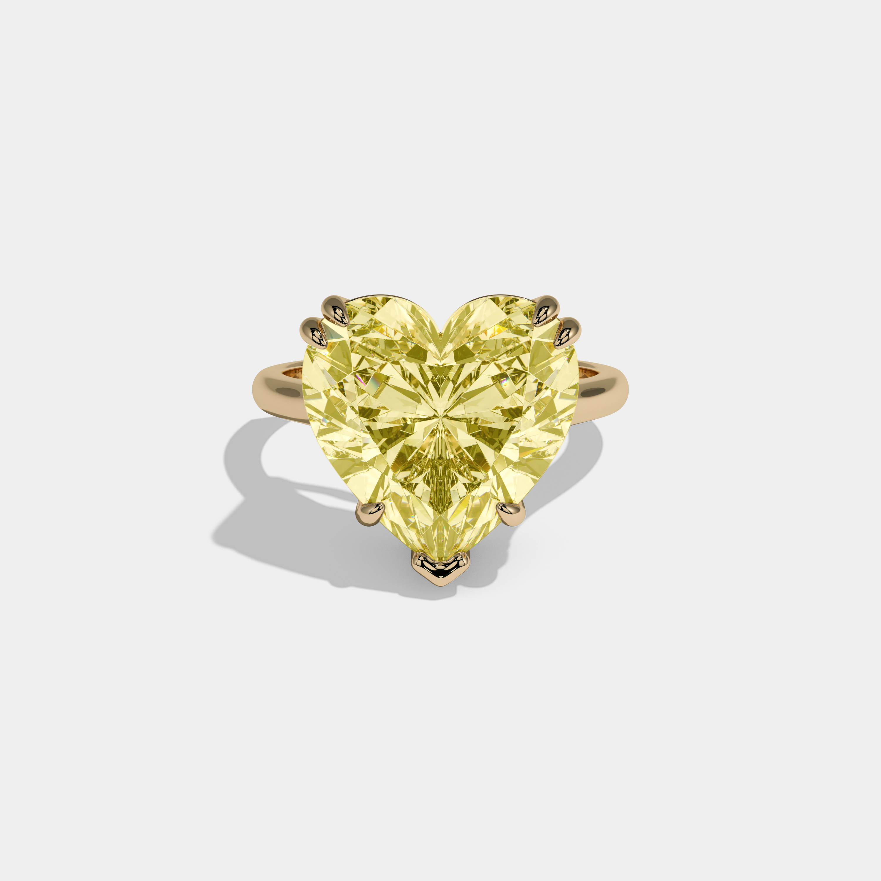 Victoria Fancy Yellow Heart Brilliant Cut Diamond Plain Band Engagement Ring 6ct 18K Yellow Gold