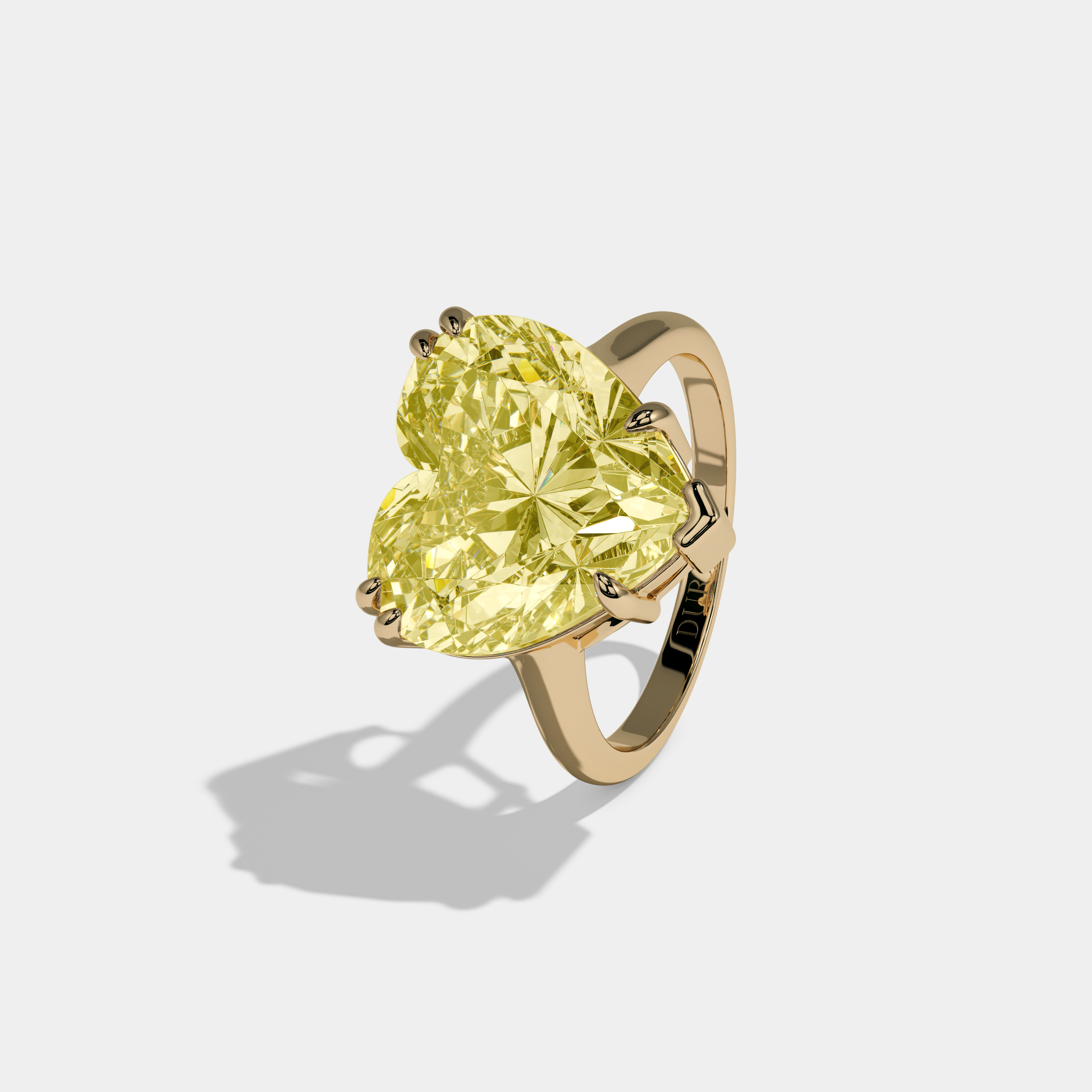Victoria Fancy Yellow Heart Brilliant Cut Diamond Plain Band Engagement Ring 6ct 18K Yellow Gold