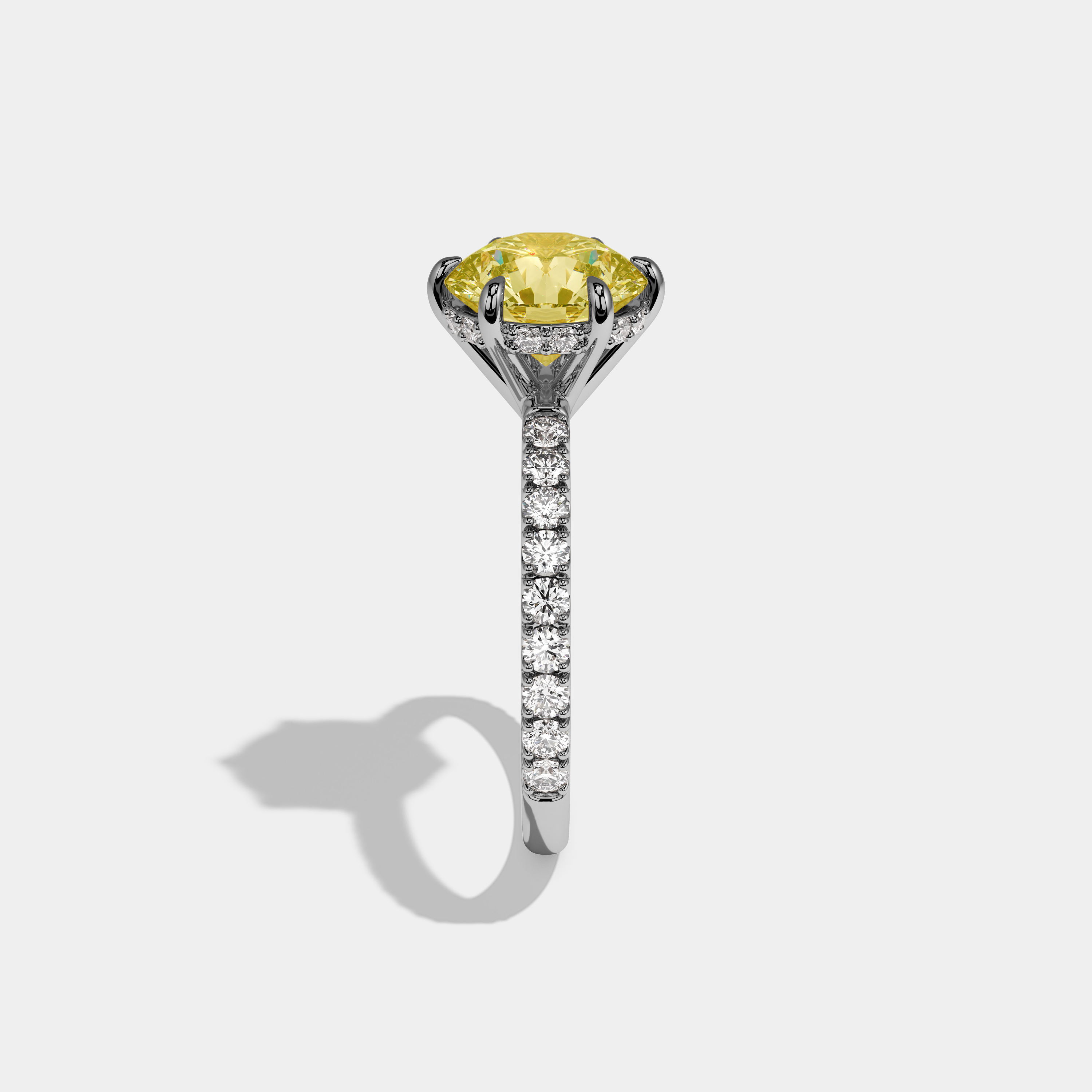 Lailah Fancy Yellow Round Brilliant Cut Diamond Band Engagement Ring 6ct 18K White Gold