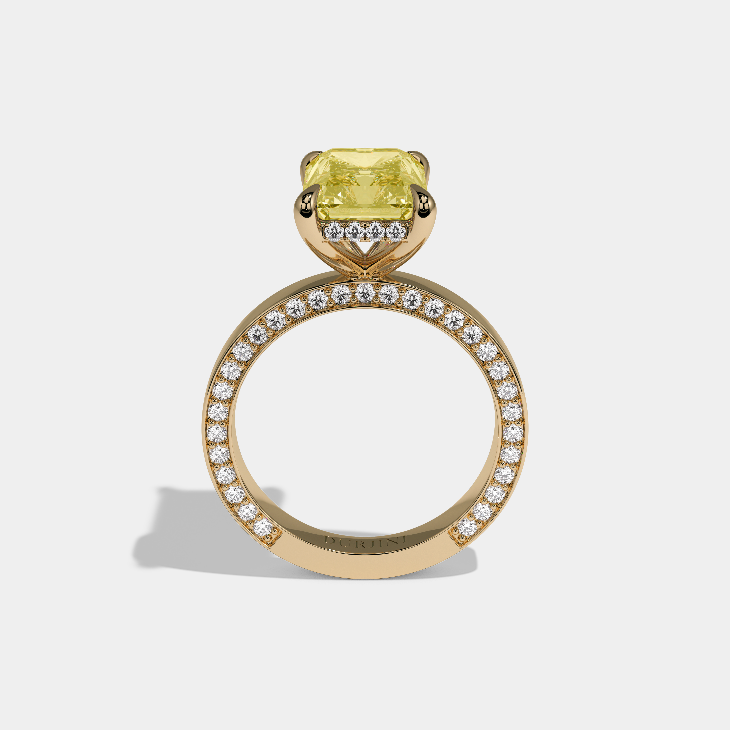 Augusta Fancy Yellow Radiant Cut Diamond Hidden Band Engagement Ring 6ct 18K Yellow Gold