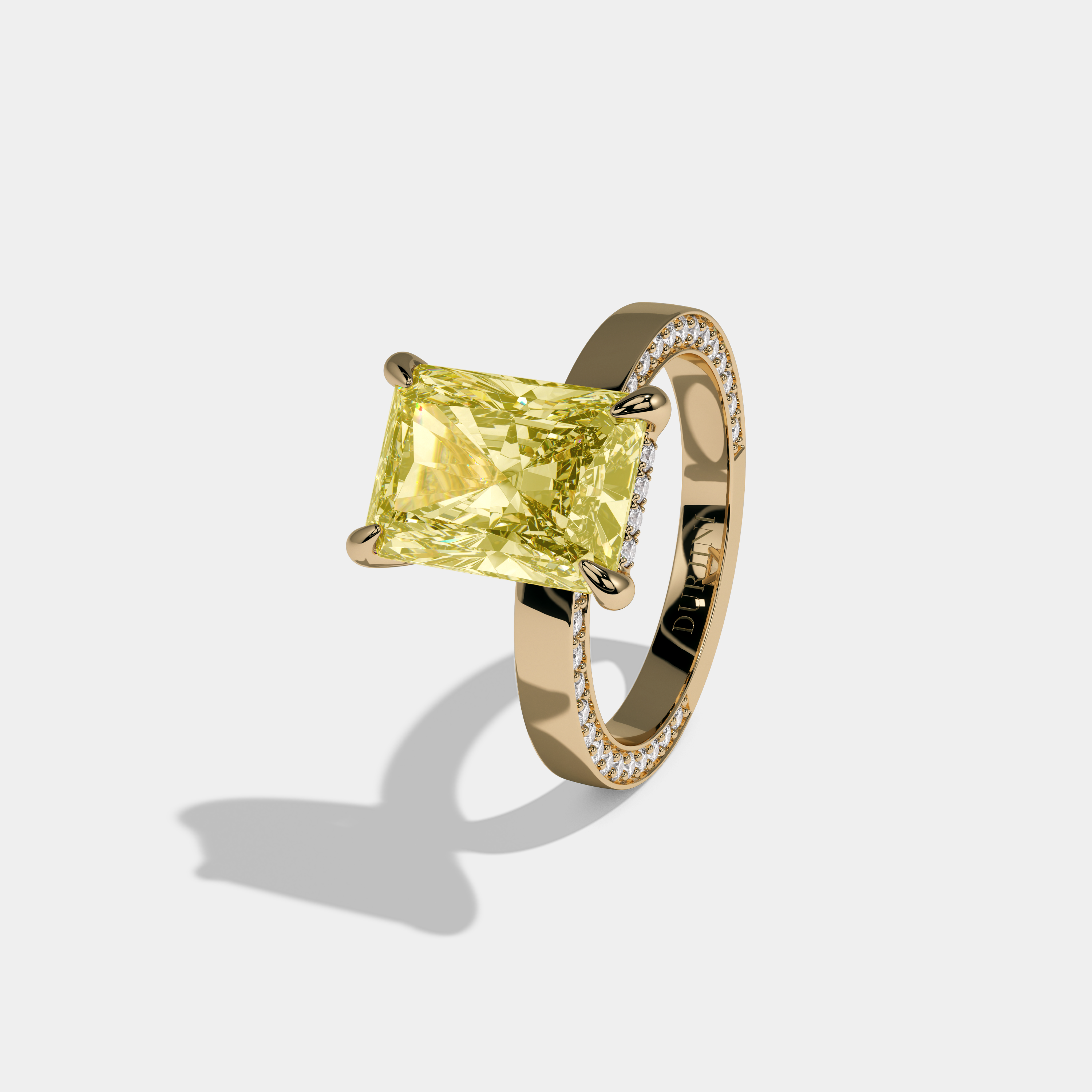 Augusta Fancy Yellow Radiant Cut Diamond Hidden Band Engagement Ring 6ct 18K Yellow Gold