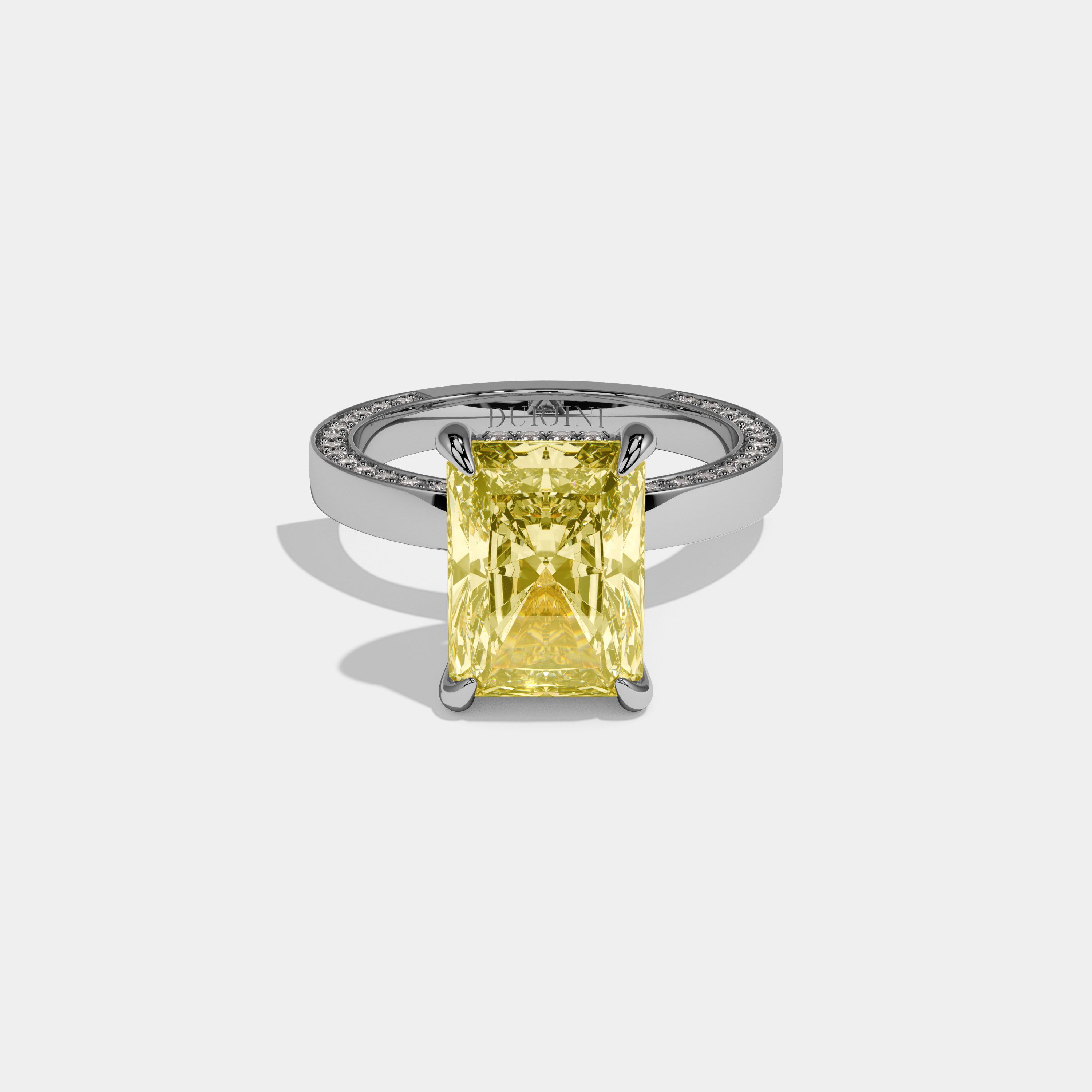 Annabel Fancy Yellow Radiant Cut Diamond Hidden Band Engagement Ring 6ct 18K White Gold