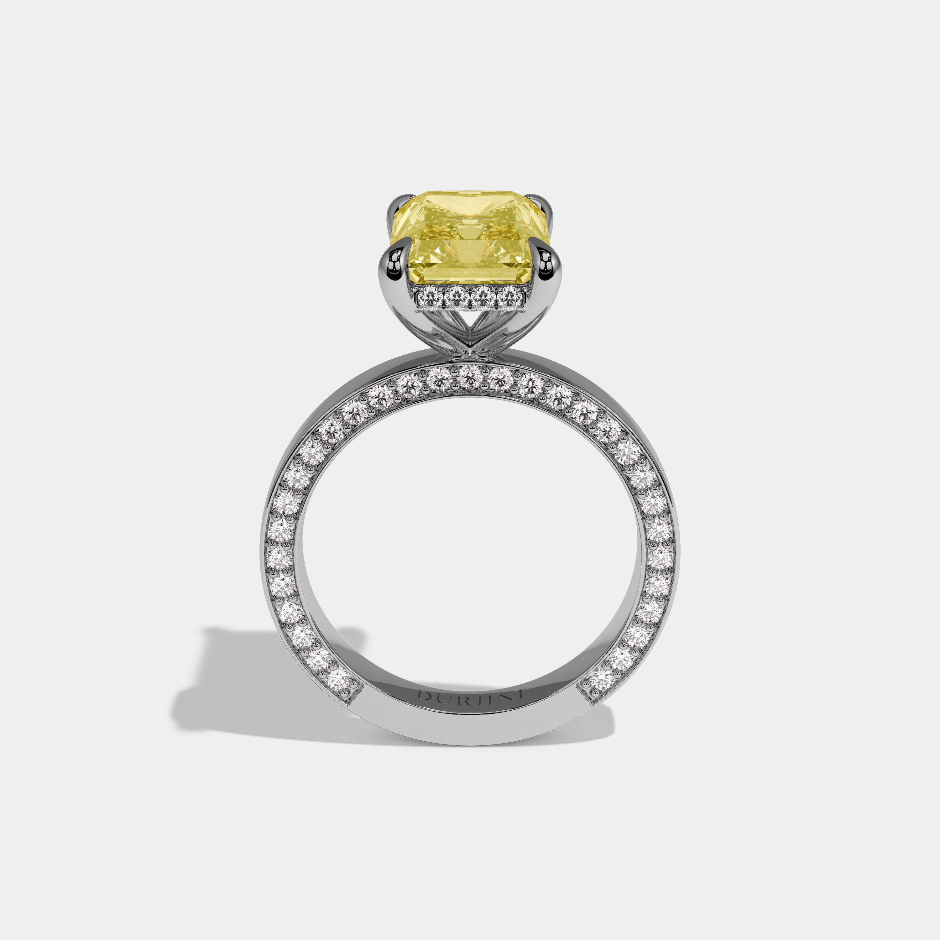 Annabel Fancy Yellow Radiant Cut Diamond Hidden Band Engagement Ring 6ct 18K White Gold