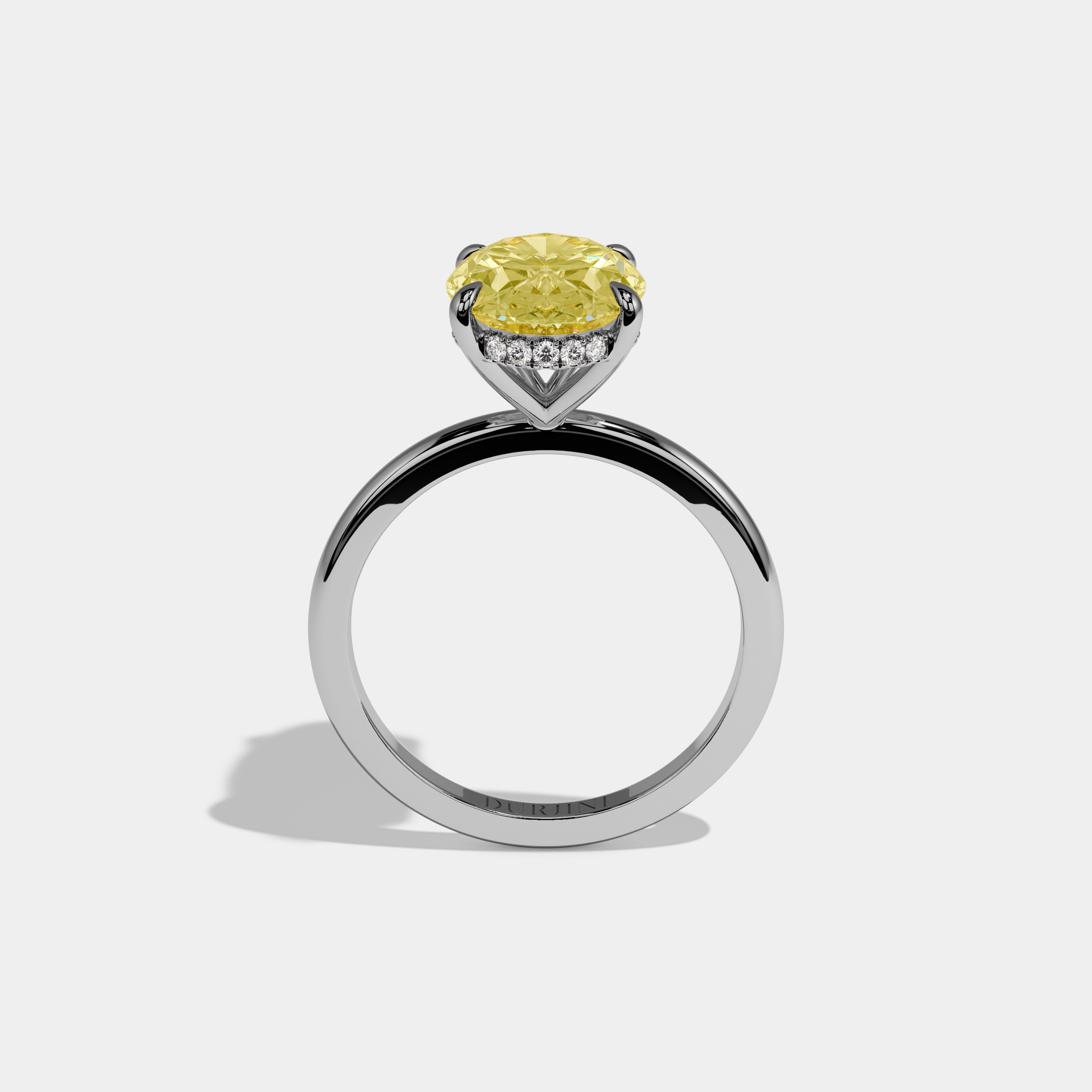 Jemima Fancy Yellow Oval Cut Diamond Plain Band Engagement Ring 6.5ct 18K White Gold