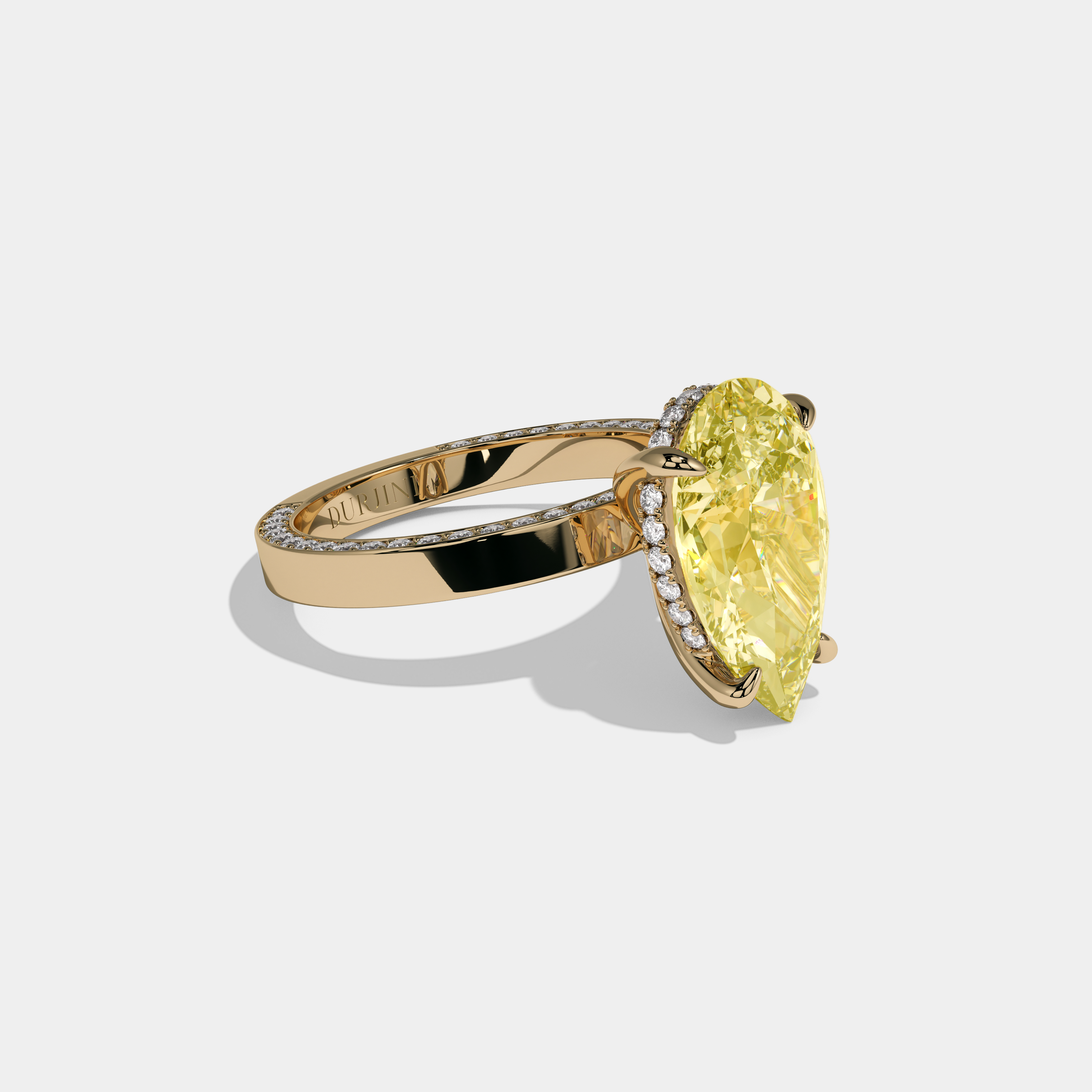 Augusta Fancy Yellow Pear Cut Diamond Hidden Band Engagement Ring 6ct 18K Yellow Gold