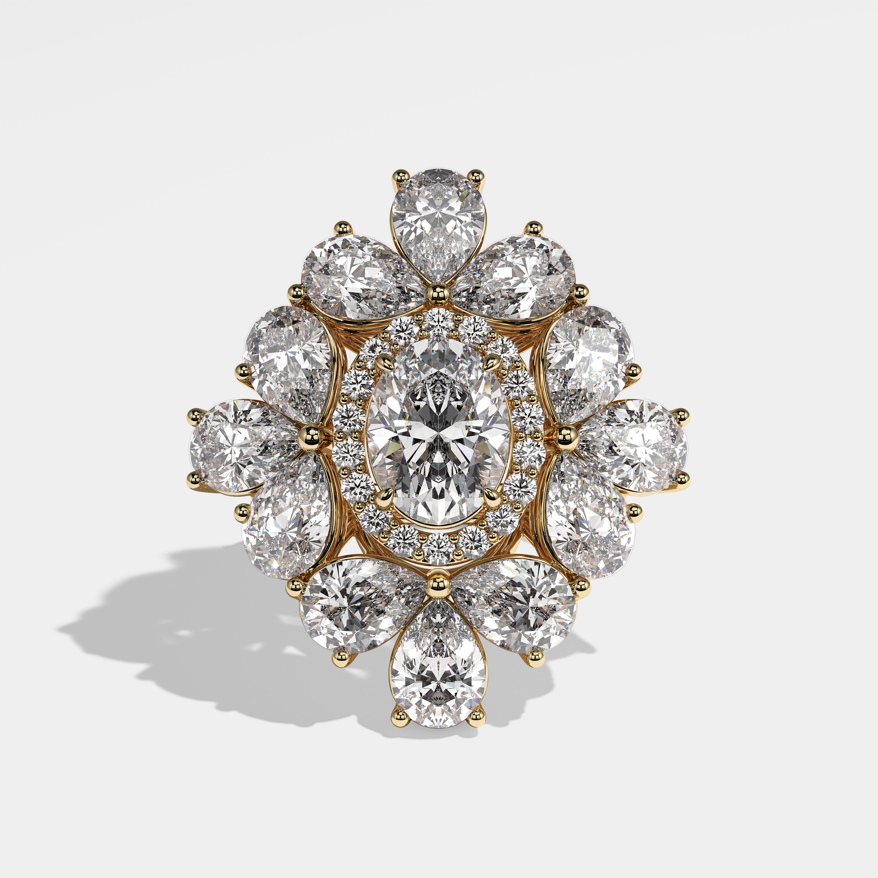 Emblem Diamond Halo Engagement Ring 18K Yellow Gold 83.00ct IF