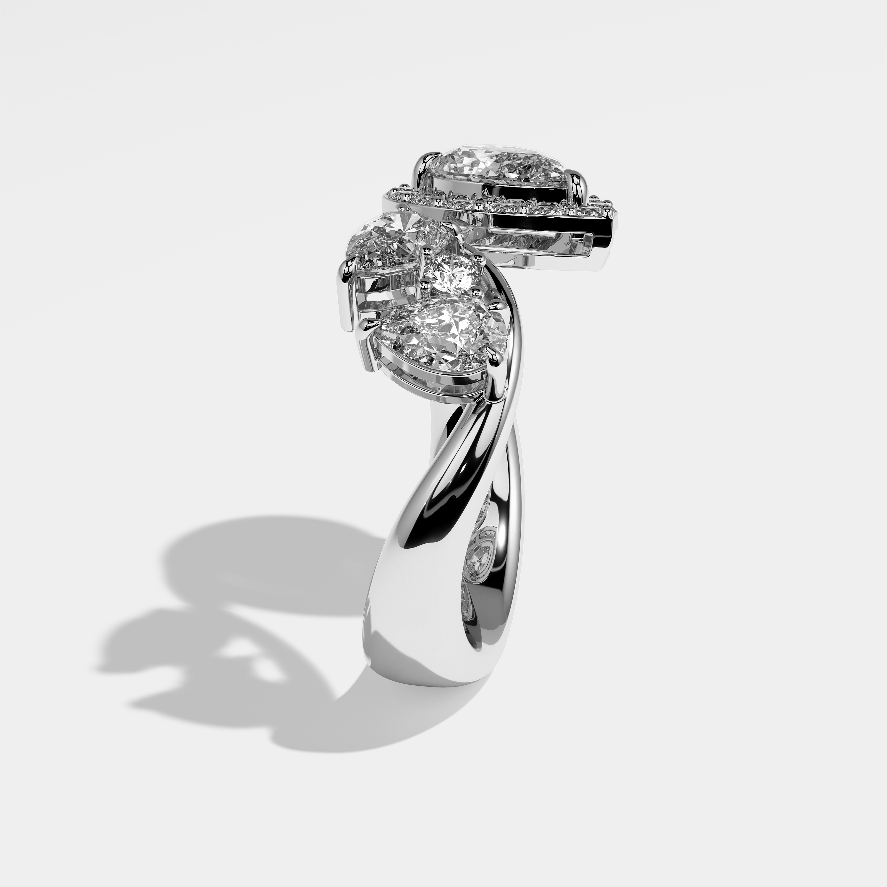 Side View – Kurbãni Durjini Mirabel Diamond Pear Engagement Ring White Gold