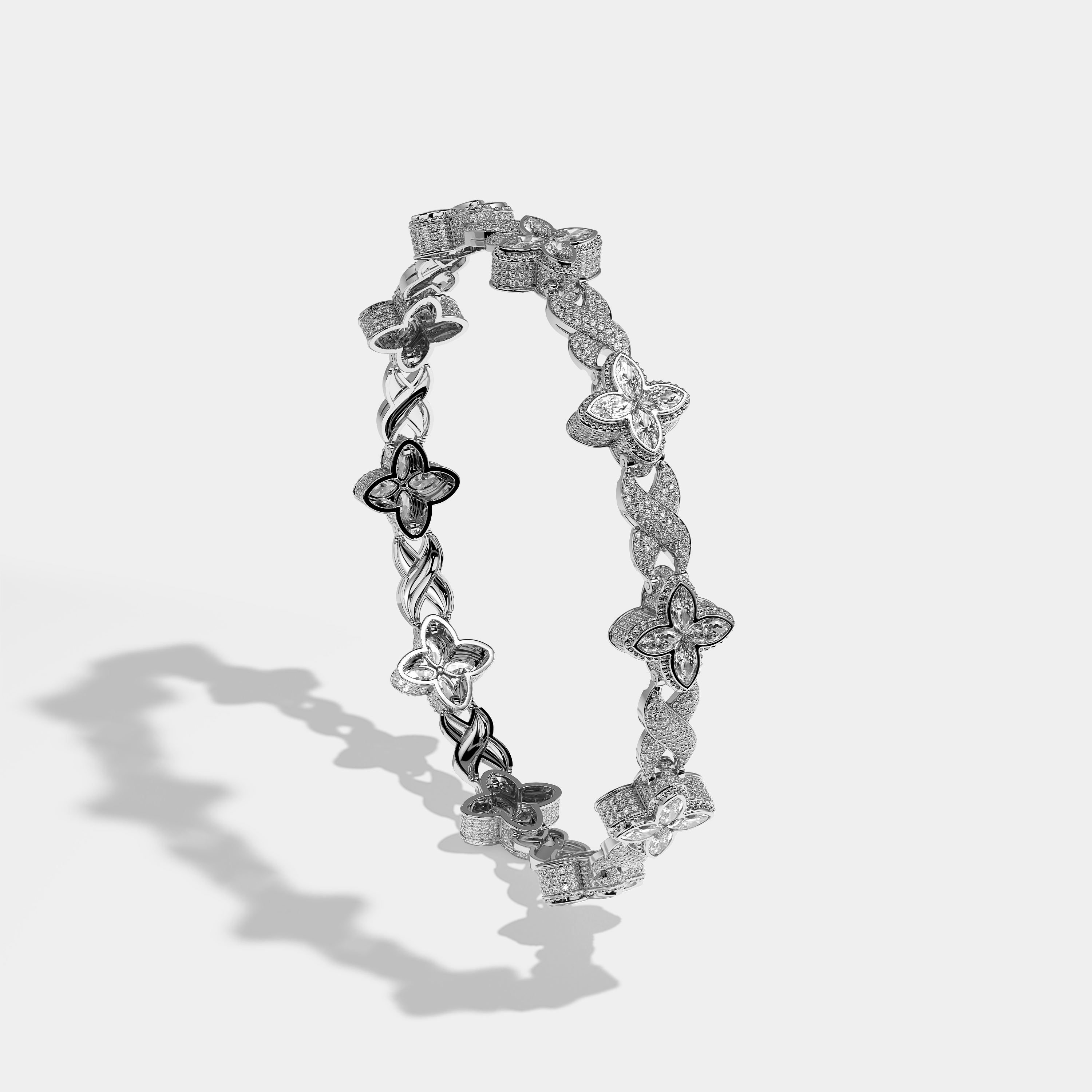 Heritage Diamond Round Brilliant Marquise Cut Infinity Bracelet 18K White Gold 43.00ct