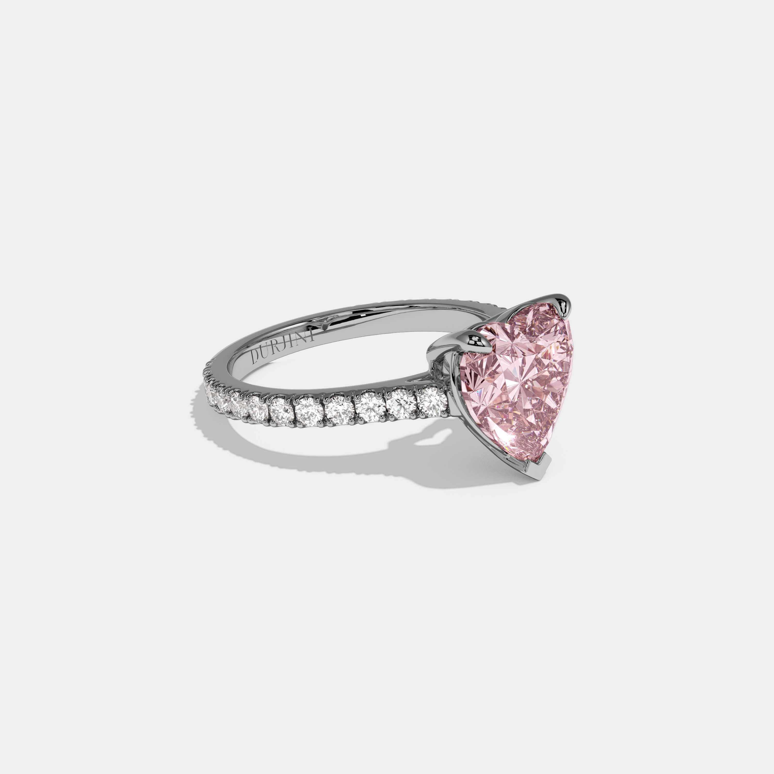 Beatrice Fancy Pink Heart Cut Diamond Engagement Ring 7ct 18K White Gold
