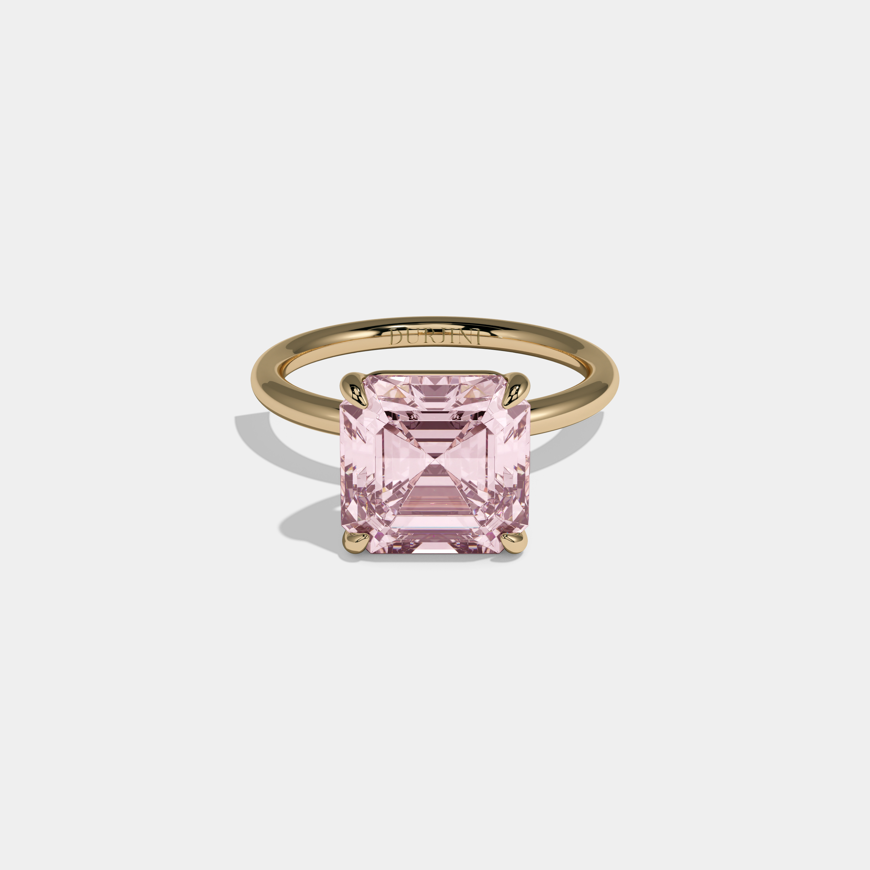 Alexandra Fancy Pink Asscher Cut Diamond Plain Band Engagement Ring 6ct 18k Yellow Gold