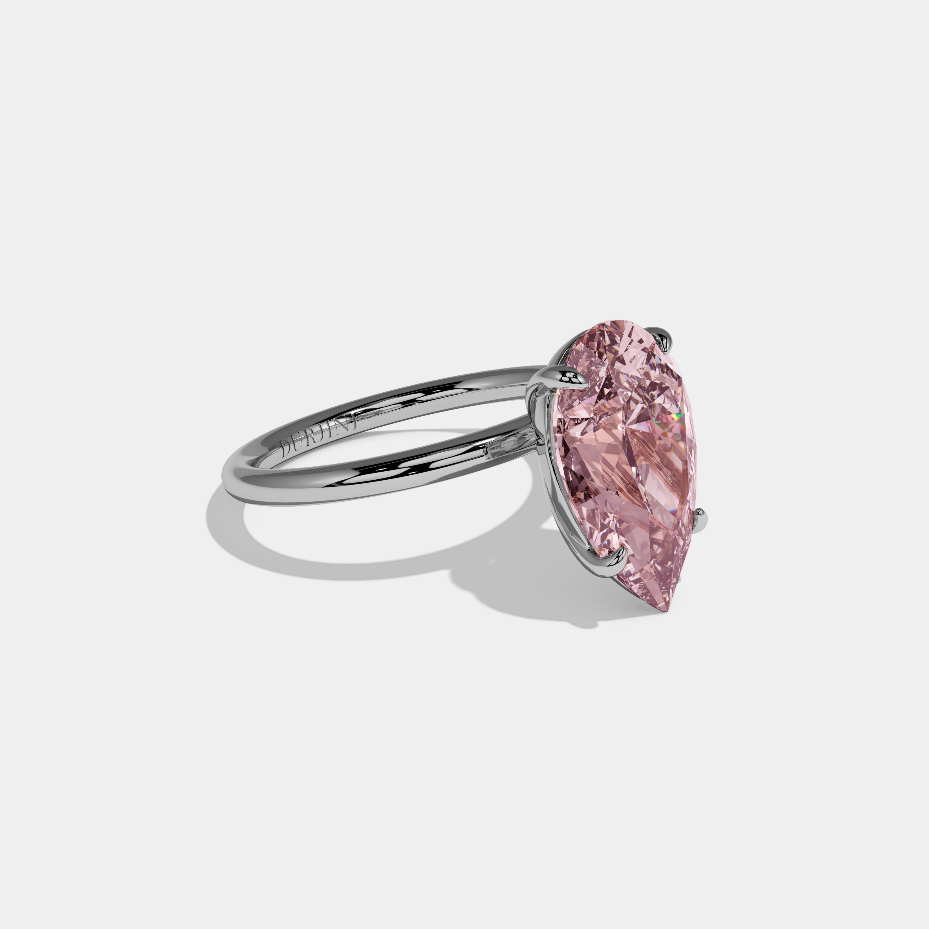 Beatrice Fancy Pink Pear Cut Diamond Plain Band Engagement Ring 6ct 18K White Gold
