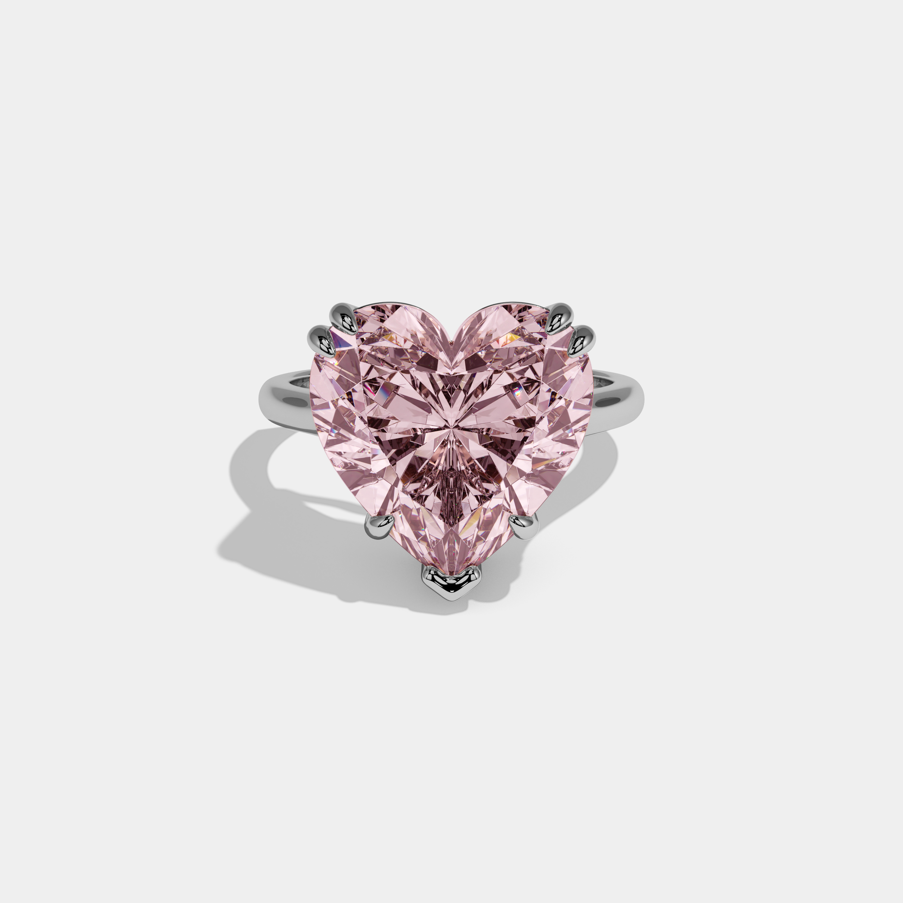 Arabella Fancy Pink Heart Brilliant Cut Diamond Plain Band Engagement Ring 6ct 18K White Gold