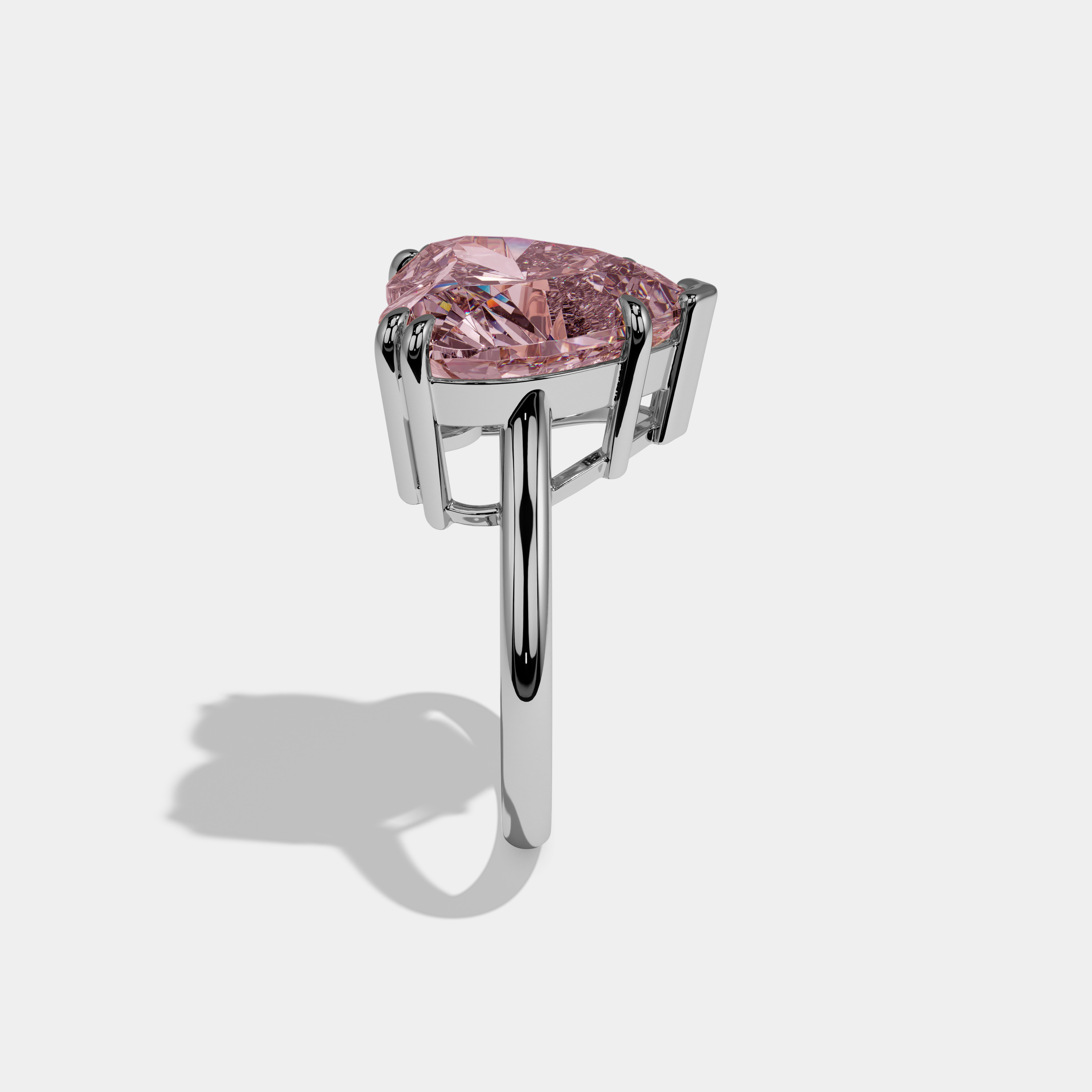 Arabella Fancy Pink Heart Brilliant Cut Diamond Plain Band Engagement Ring 6ct 18K White Gold