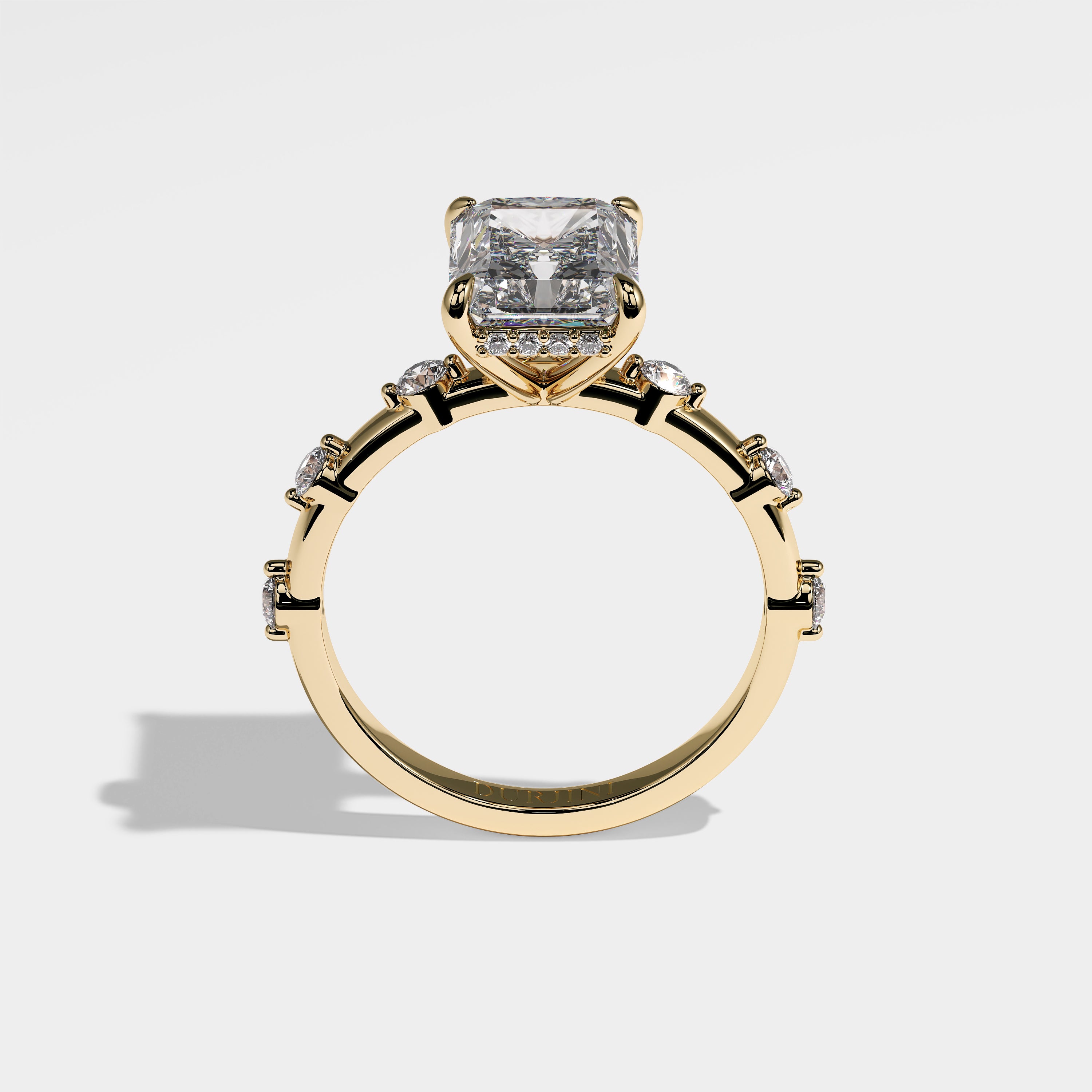 Anima Diamond Radiant Halo Engagement Ring 18K Yellow Gold 5.50ct