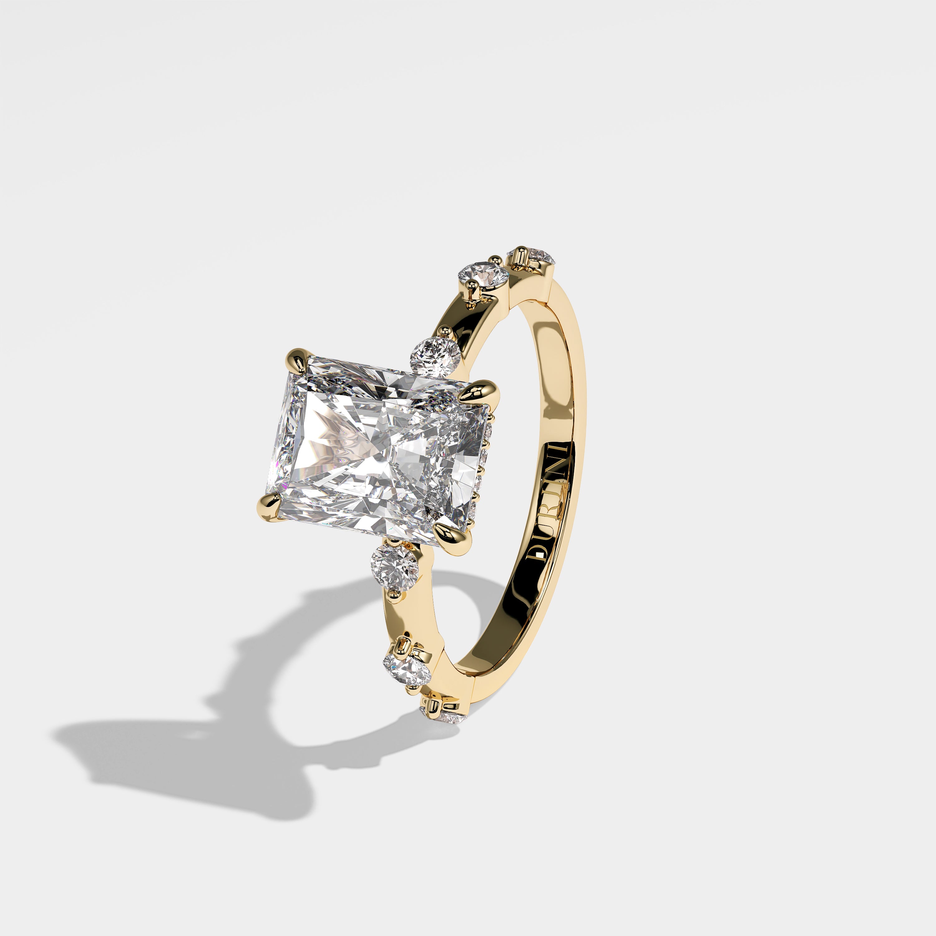 Anima Diamond Radiant Halo Engagement Ring 18K Yellow Gold 5.50ct