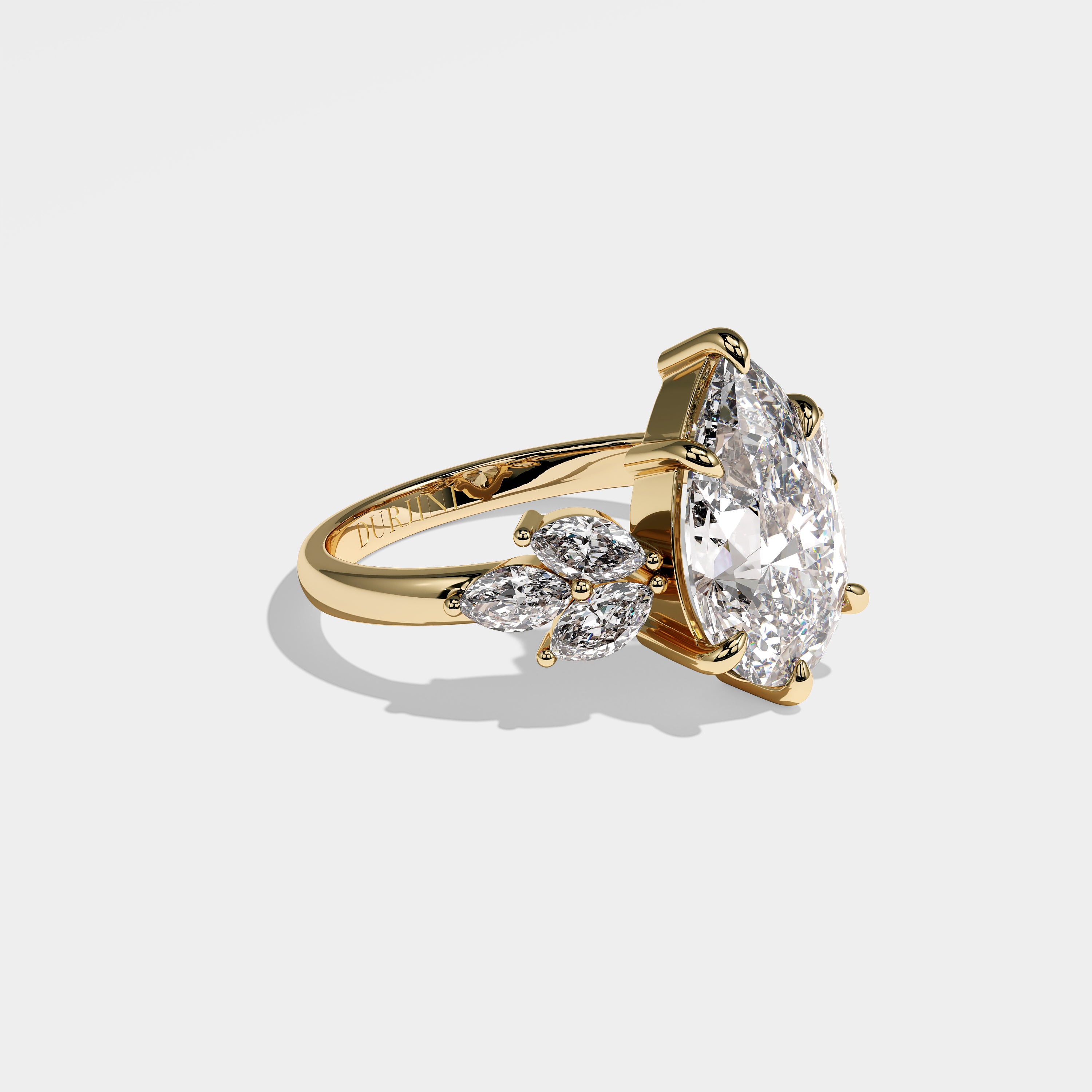 July pear diamond engagement ring in 18K white gold by Kurbãni Durjini, right view