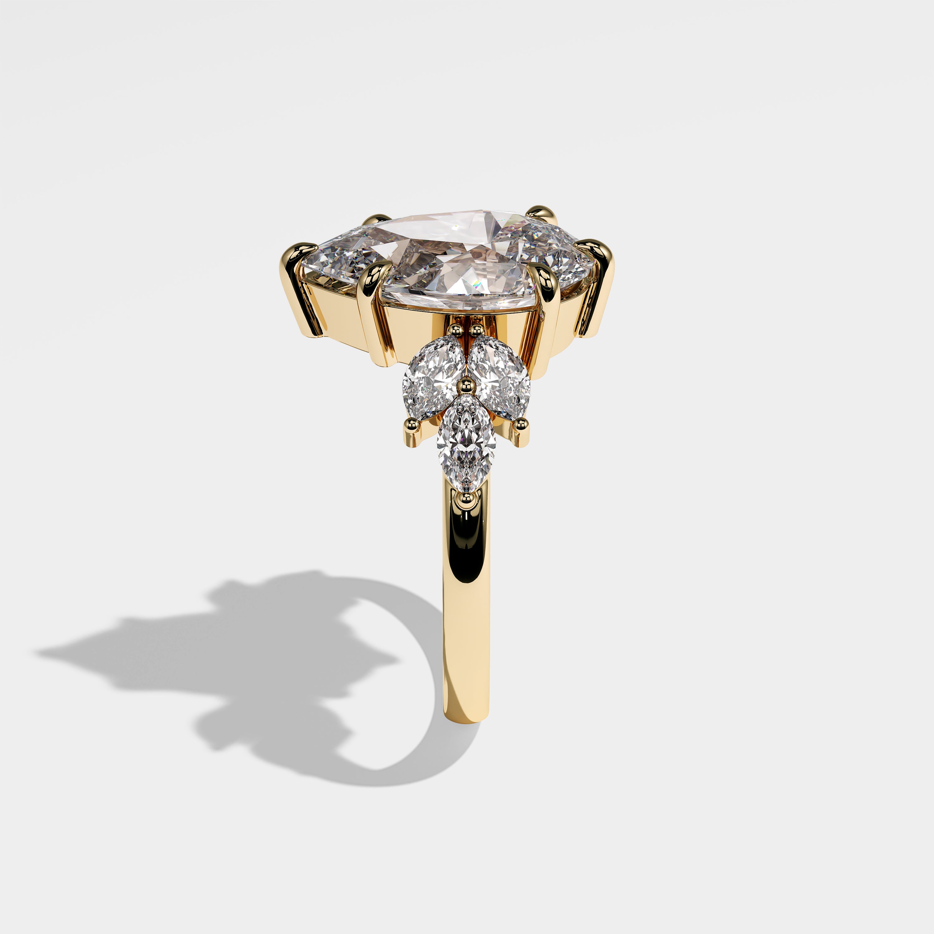 July pear diamond engagement ring in 18K white gold by Kurbãni Durjini, side view