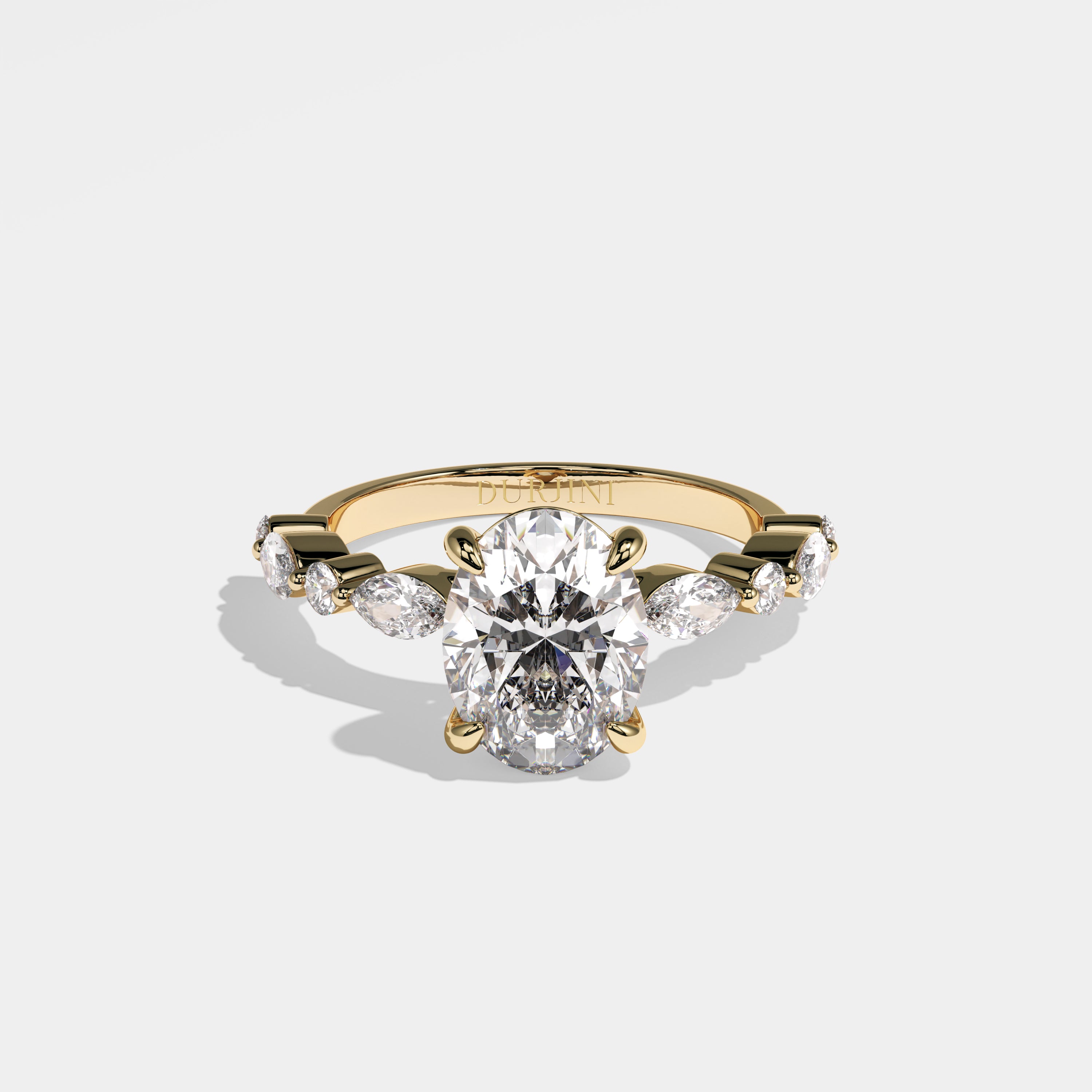 Strength Diamond Oval Engagement Ring 18K Yellow Gold 6.00ct
