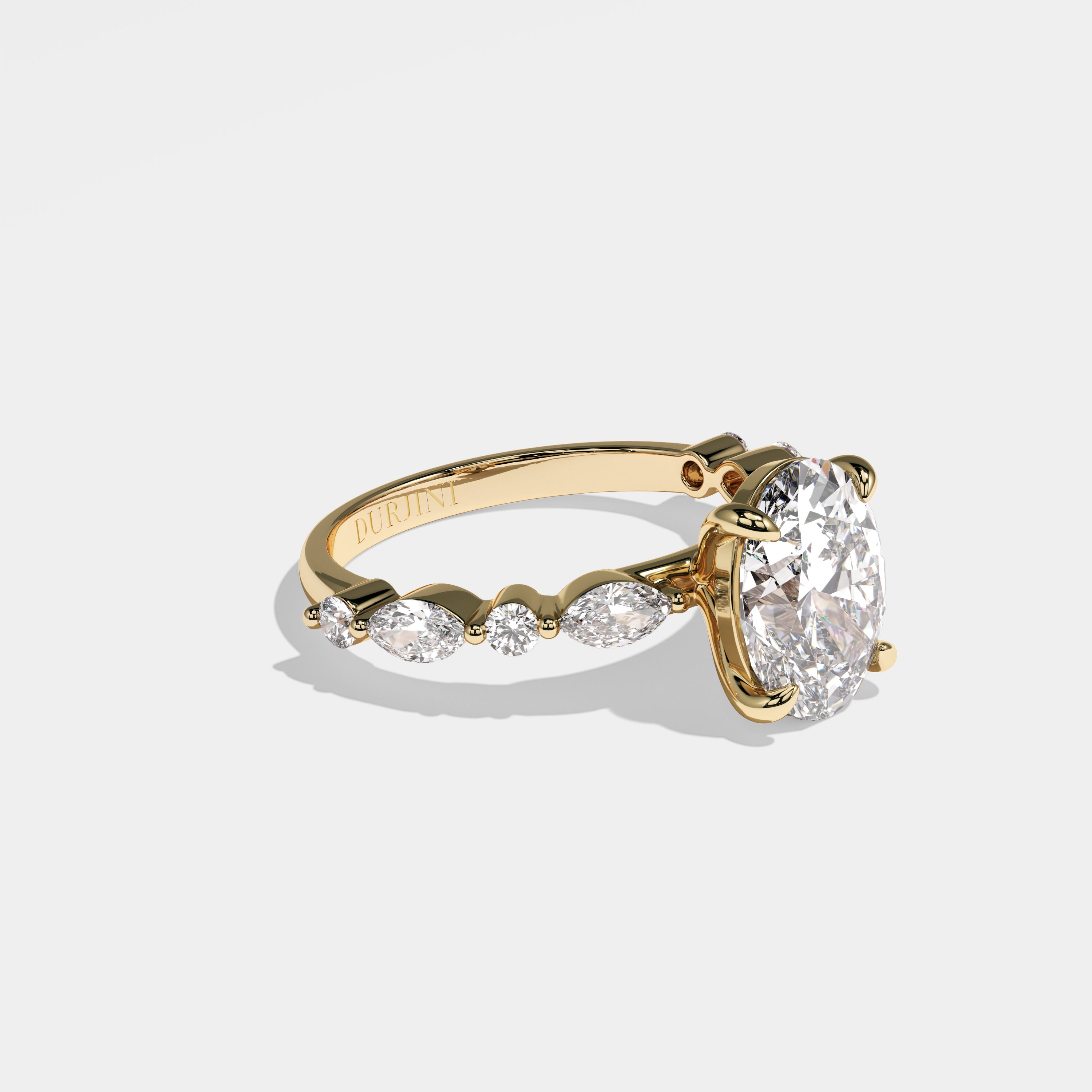 Strength oval diamond engagement ring in 18K yellow gold by Kurbãni Durjini, right view