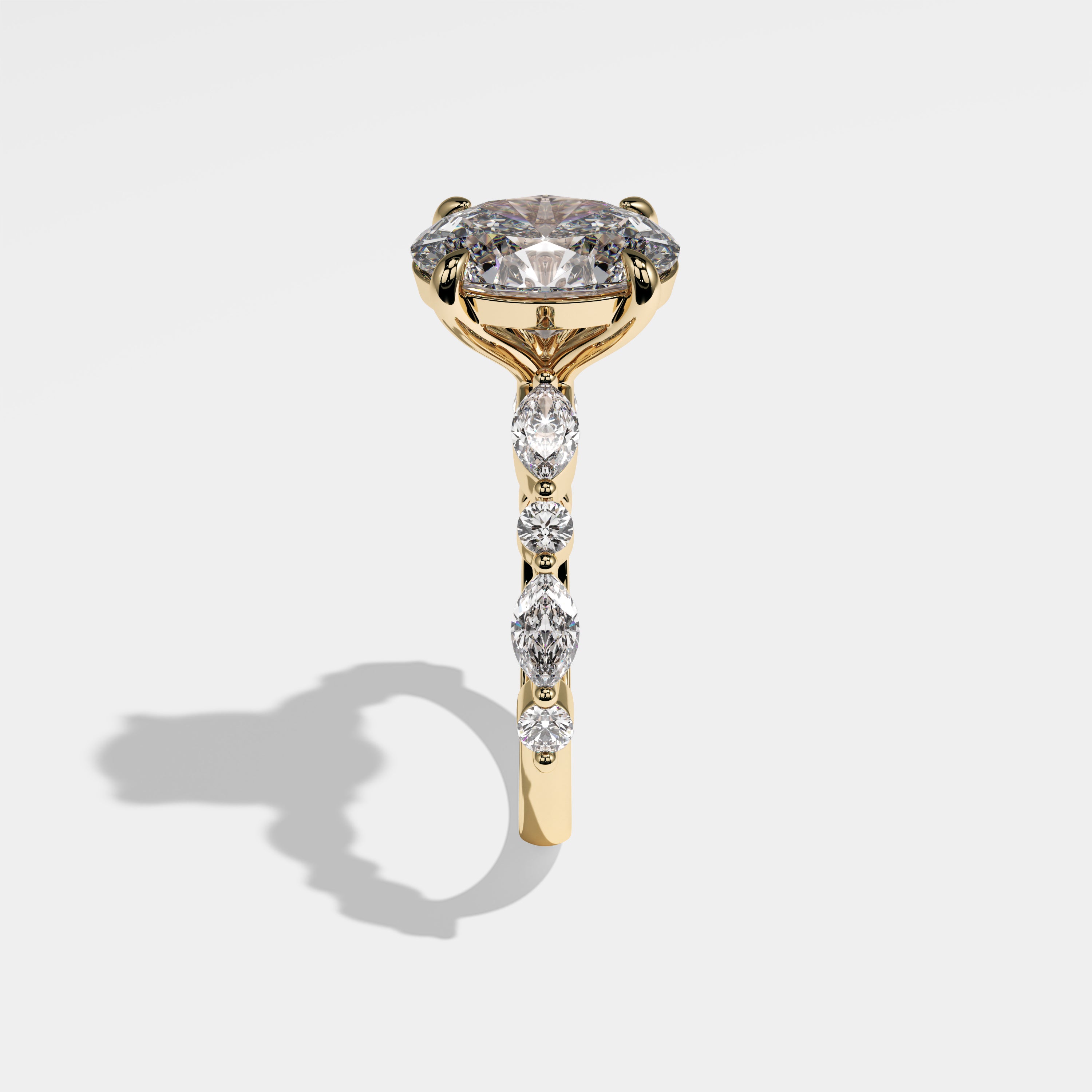 Strength Diamond Oval Engagement Ring 18K Yellow Gold 6.00ct
