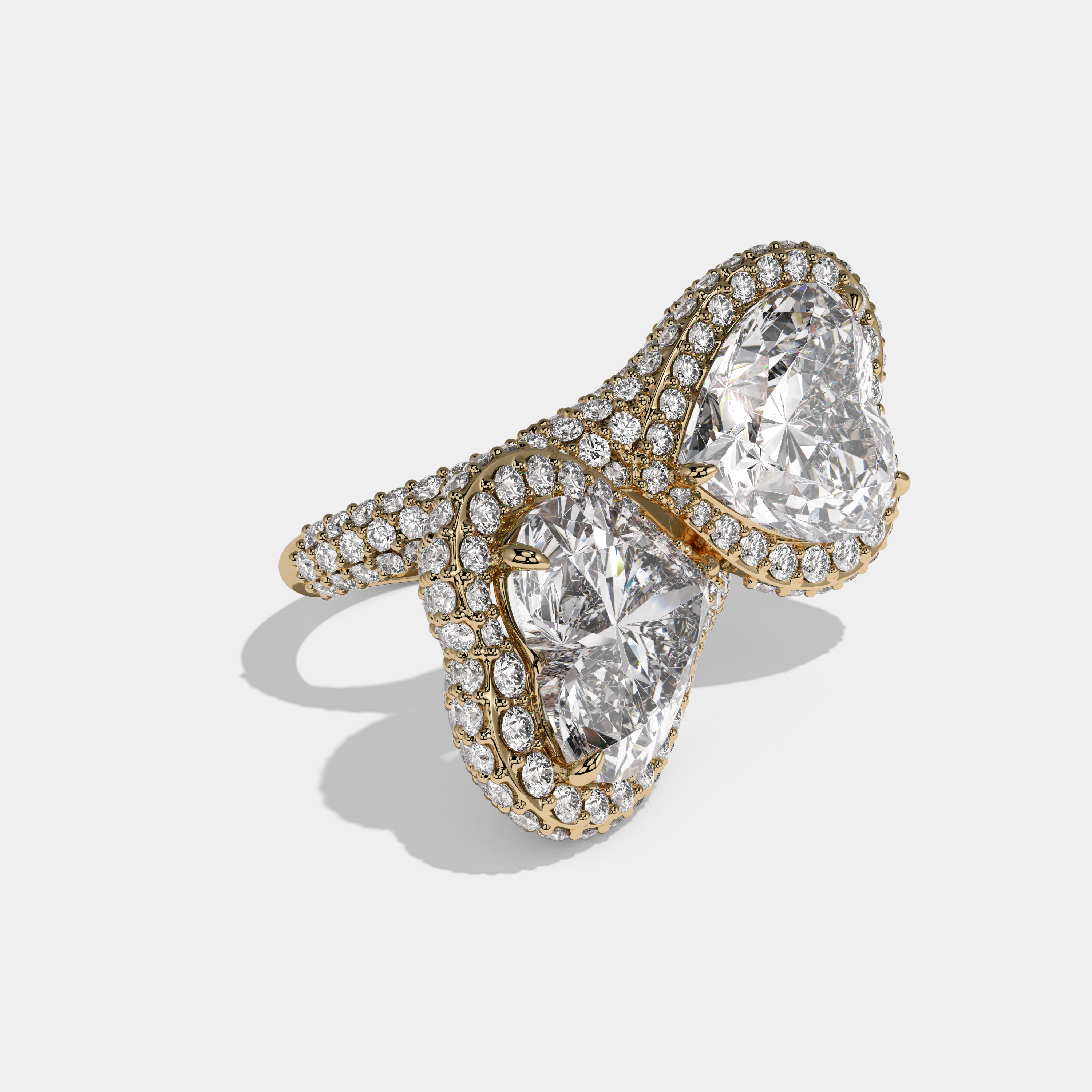 Elizabeth Princess Cut Double Diamond Halo Band Engagement Ring 10ct 18K Yellow Gold