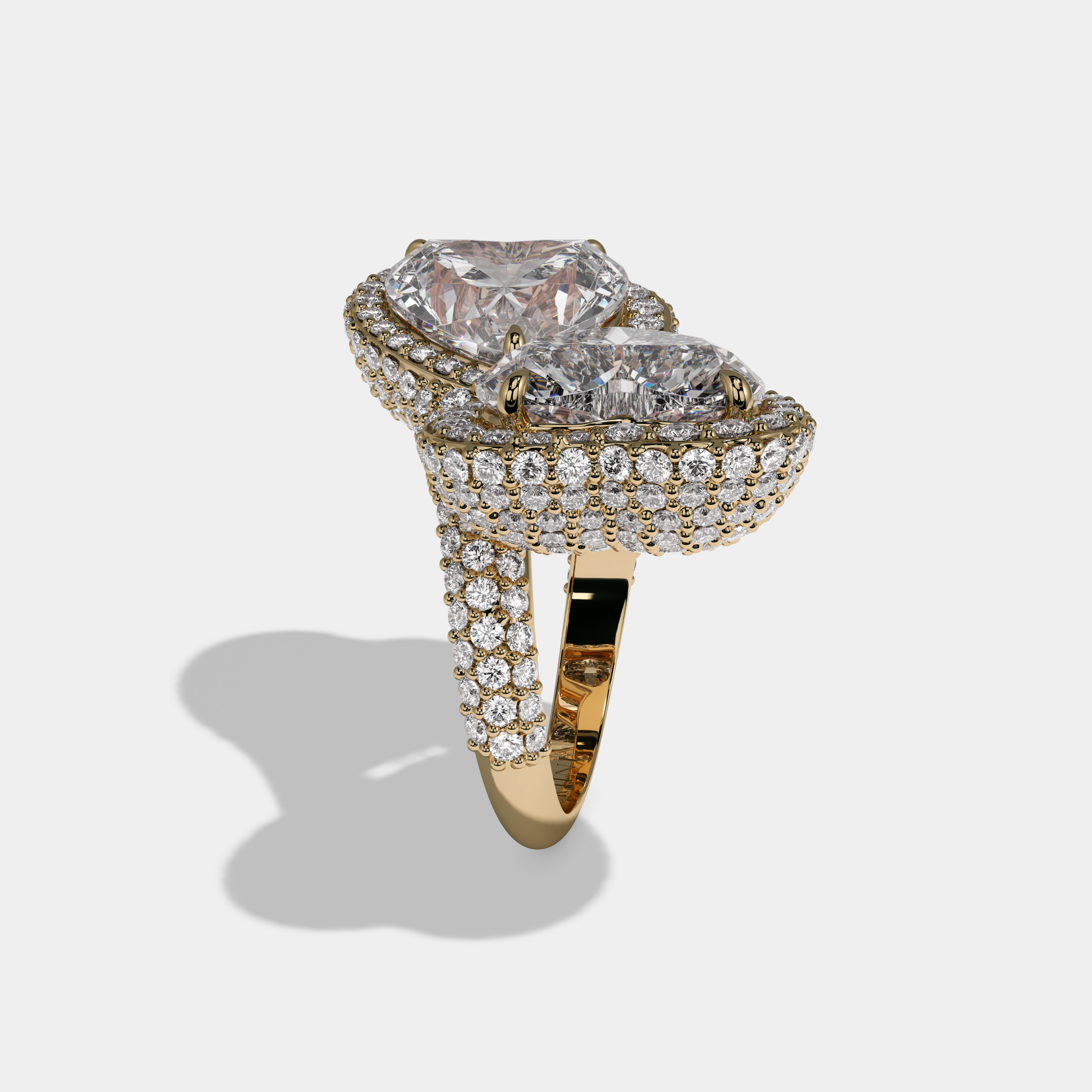 Elizabeth Princess Cut Double Diamond Halo Band Engagement Ring 10ct 18K Yellow Gold