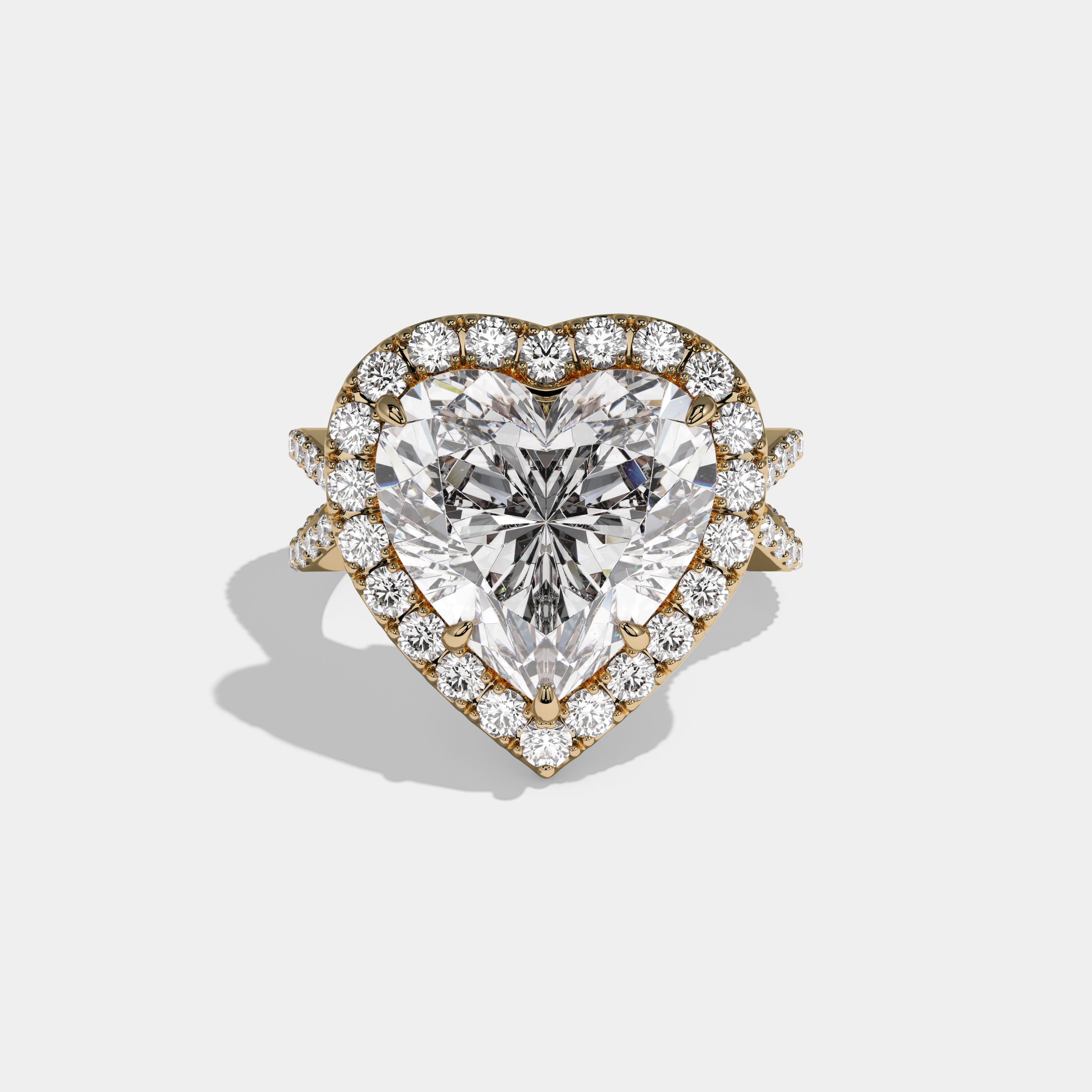 Elizabeth Heart Cut Diamond Halo Diamond Band Engagement Ring 10ct 18K Yellow Gold
