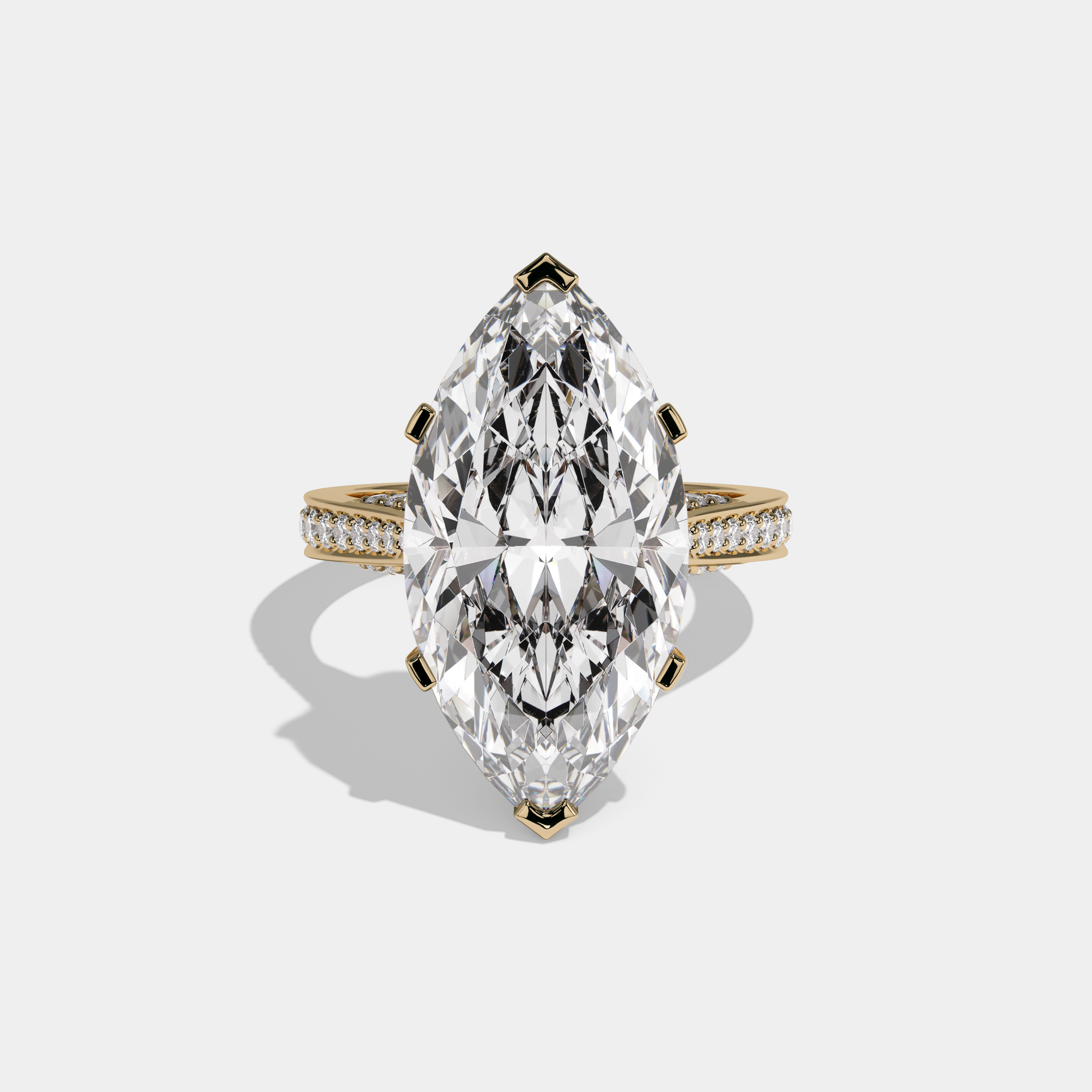 Elizabeth Marquise Cut Diamond Halo Diamond Band Engagement Ring 10ct 18K Yellow Gold