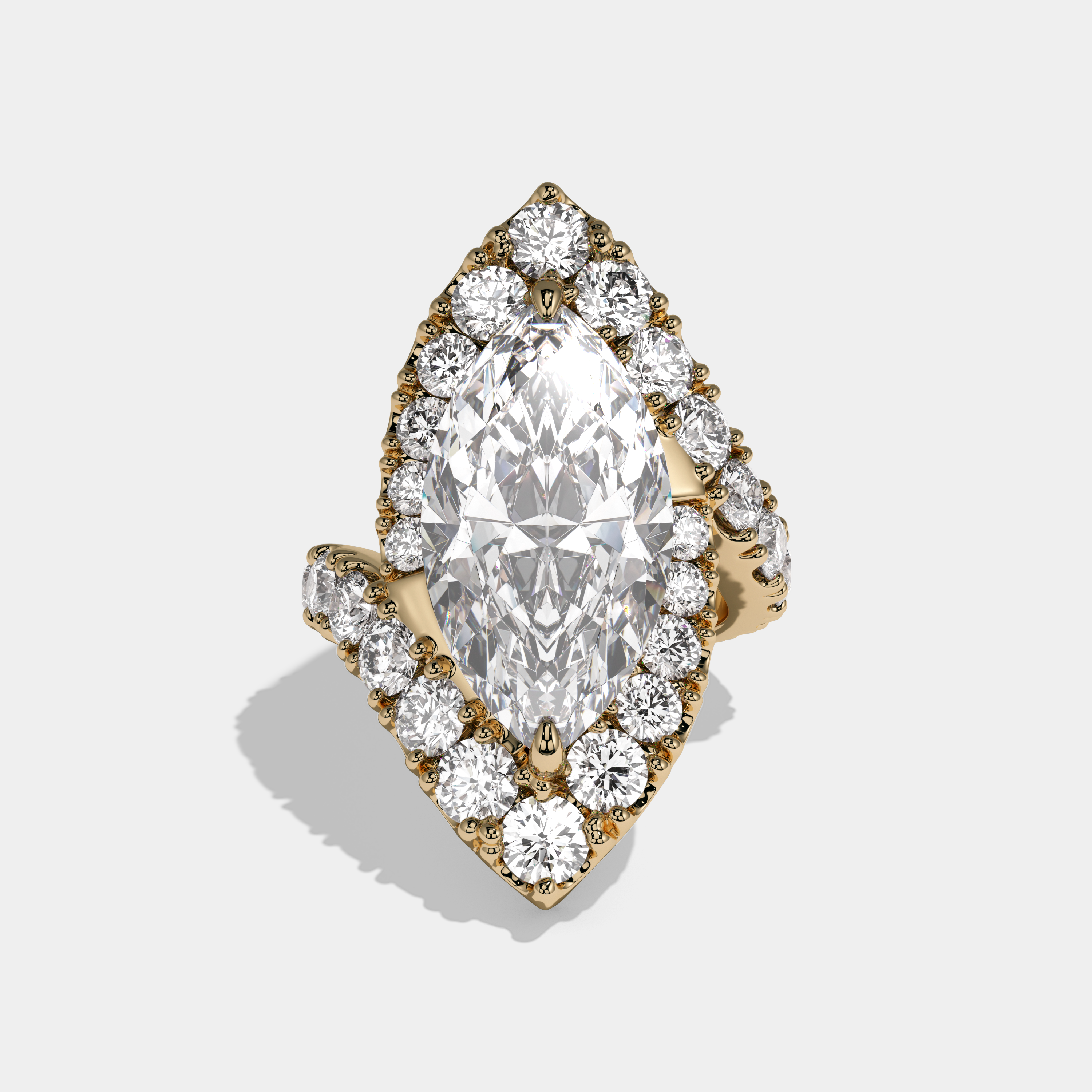 Victoria Marquise Twin Cut Diamond Halo Band Engagement Ring 10ct 18k Yellow Gold