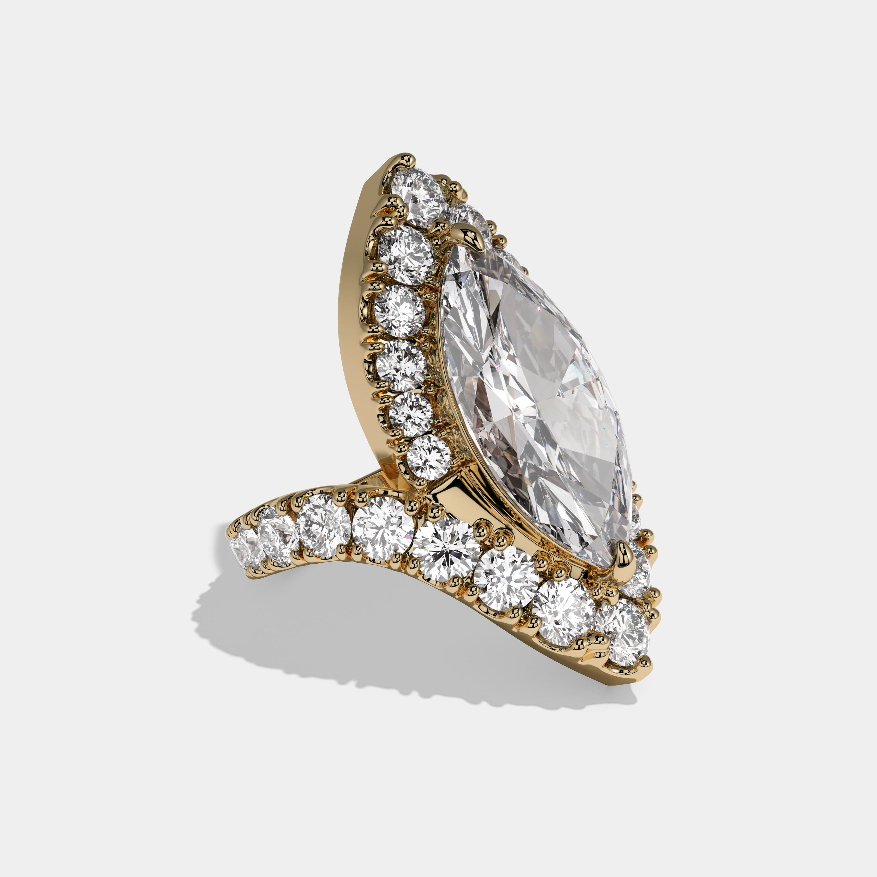 Victoria Marquise Twin Cut Diamond Halo Band Engagement Ring 10ct 18k Yellow Gold