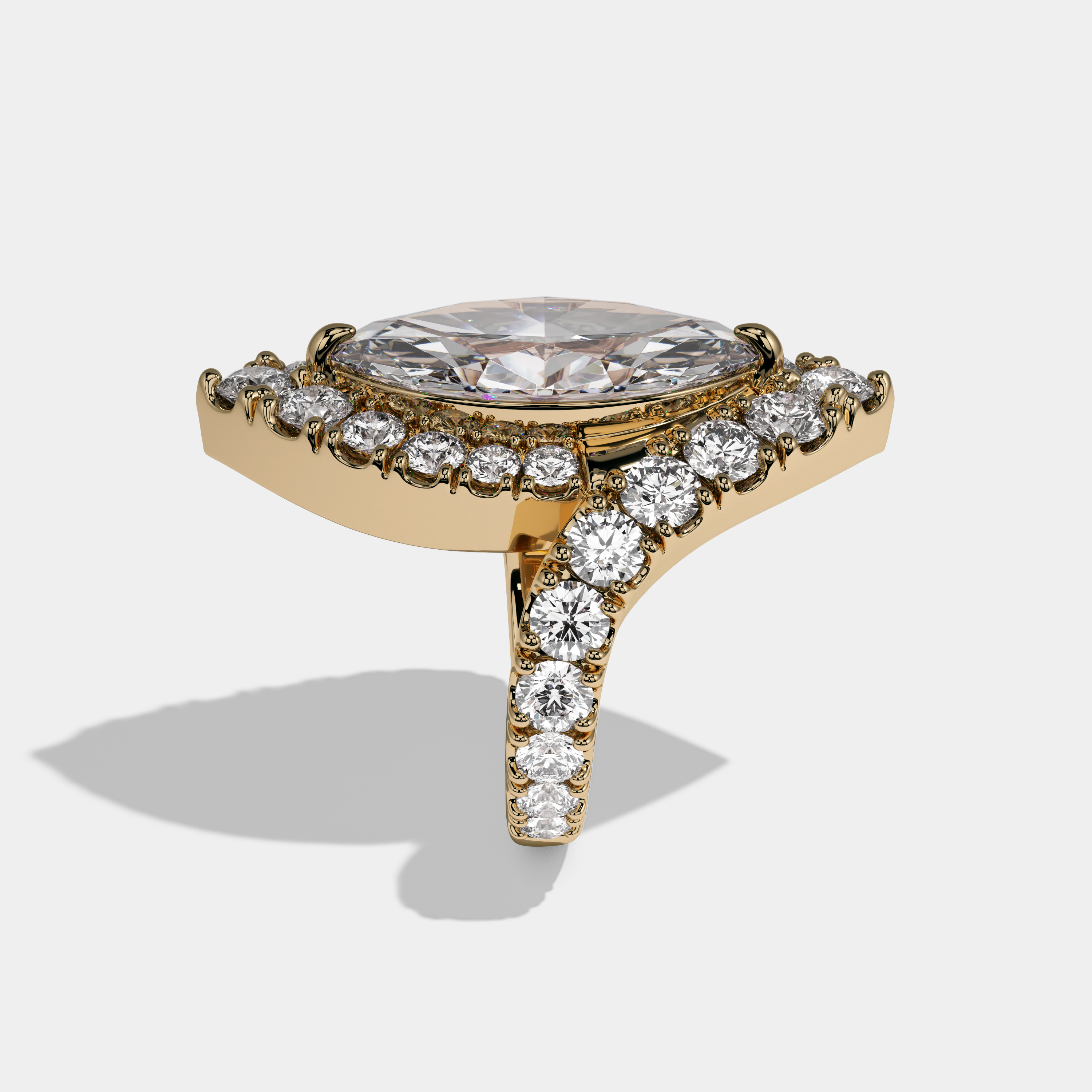 Victoria Marquise Twin Cut Diamond Halo Band Engagement Ring 10ct 18k Yellow Gold