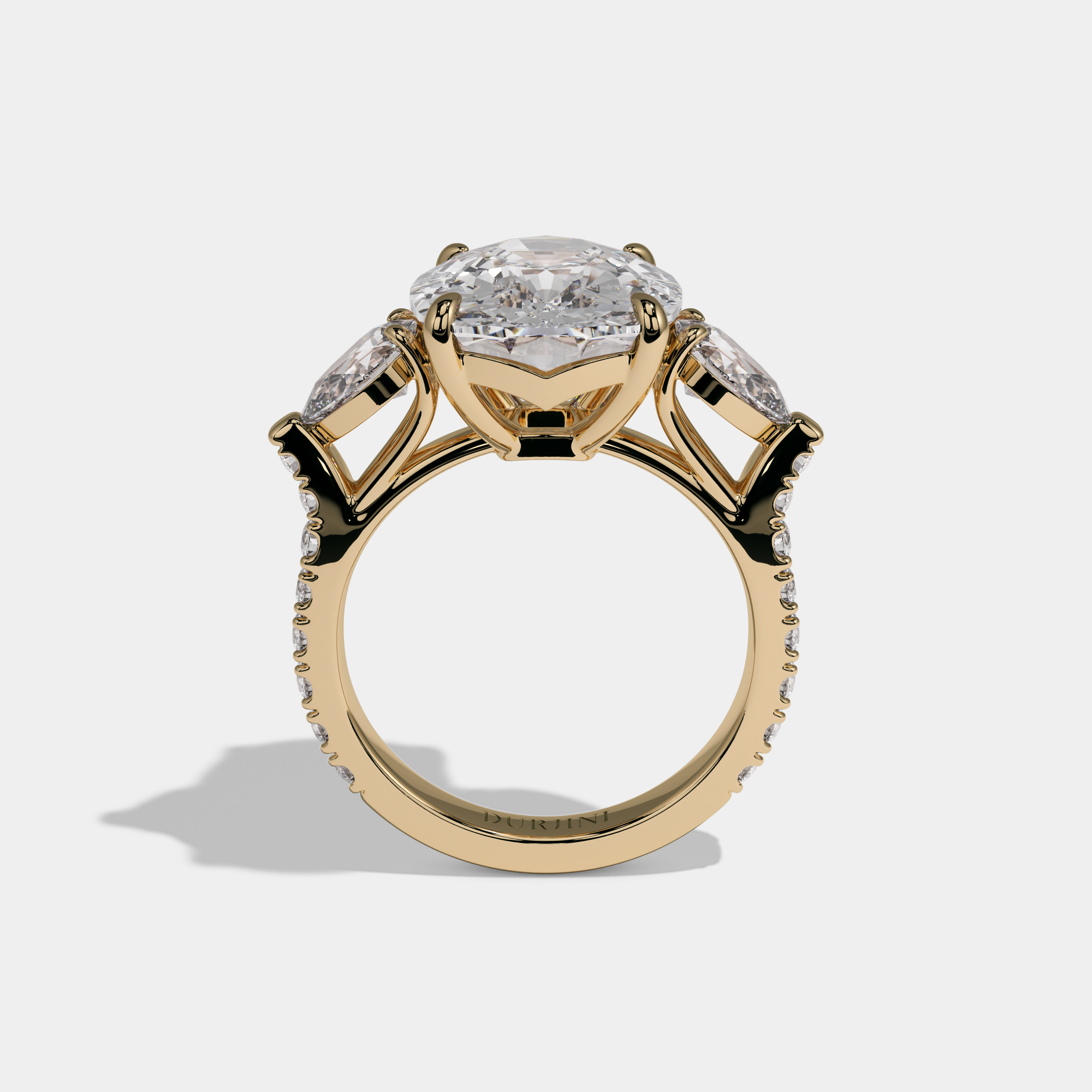 Charlotte Cushion Cut Diamond Halo With Pear Sides Engagement Ring 10ct 18k Yellow Gold
