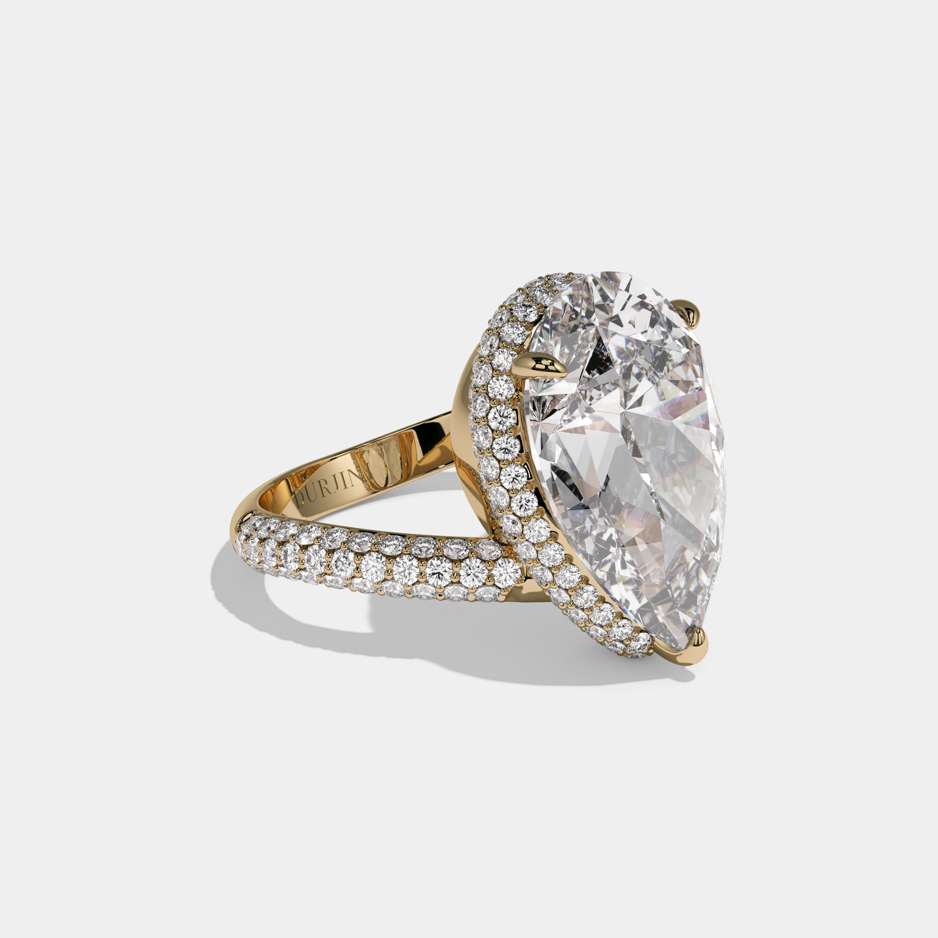 Victoria Pear Brilliant Cut Diamond Halo Engagement Ring 10ct 18k Yellow Gold