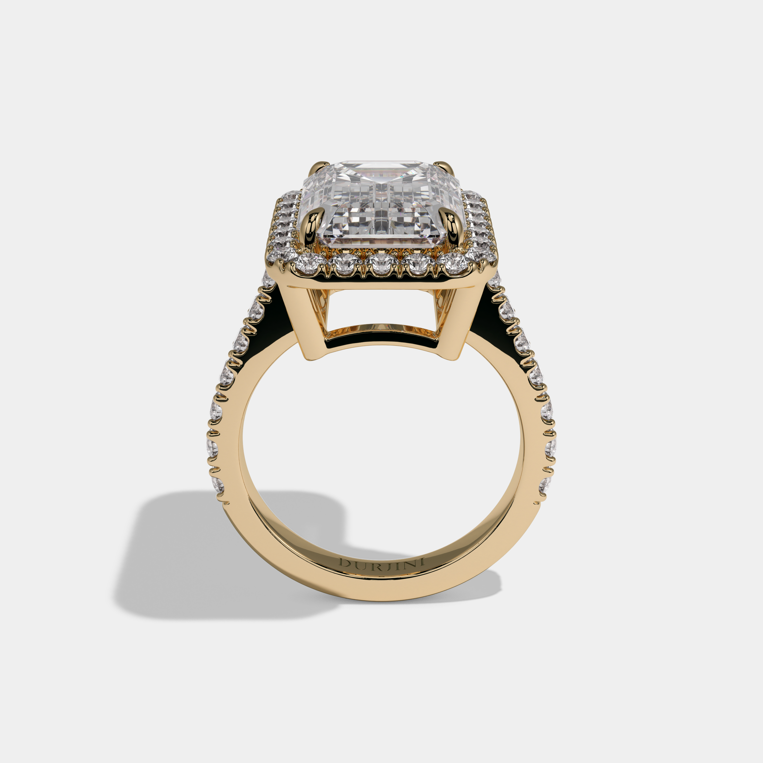 Lilibet Emerald Cut Diamond Halo Engagement Ring 10ct 18K Yellow Gold