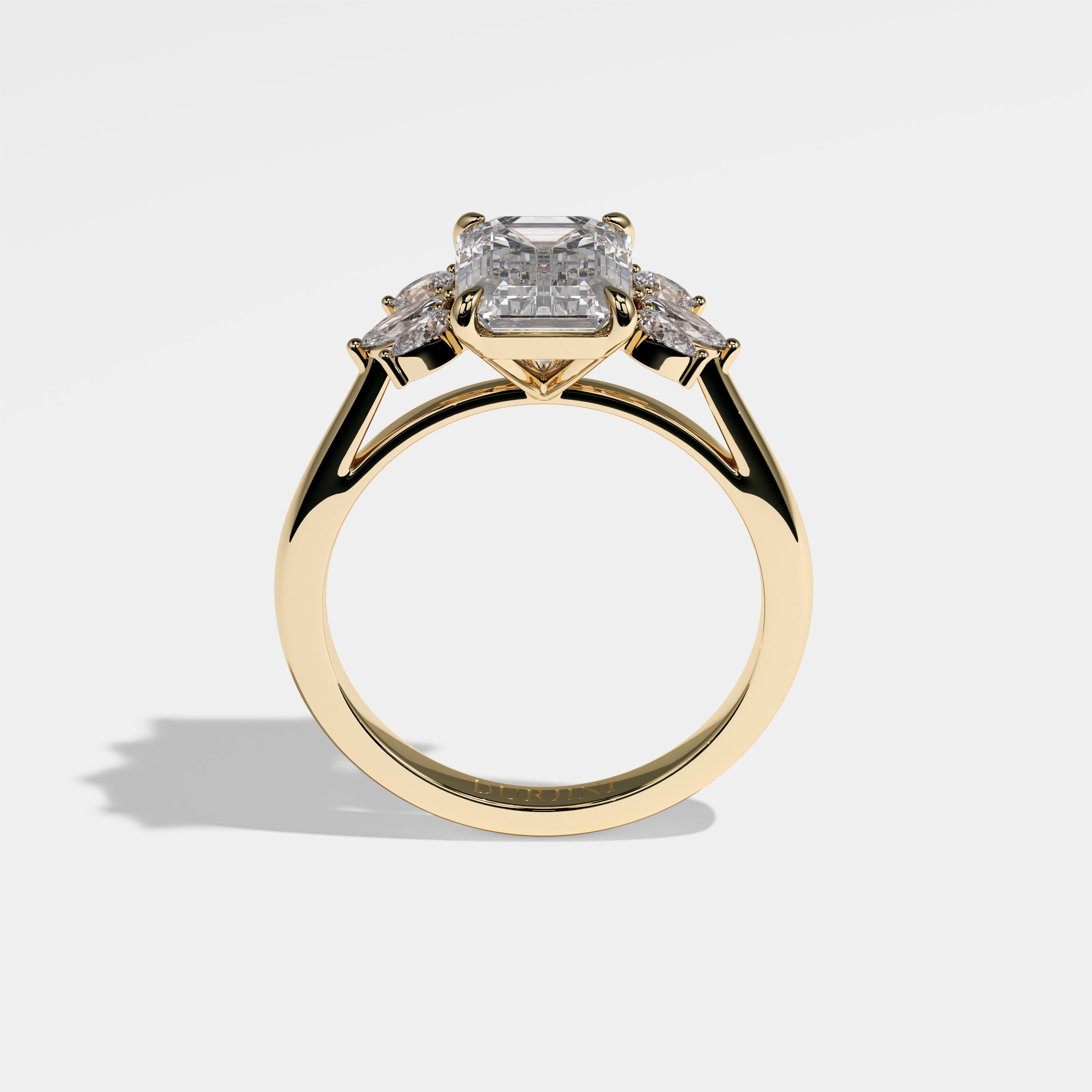 Lion Diamond Emerald Engagement Ring 18K Yellow Gold 3.30ct