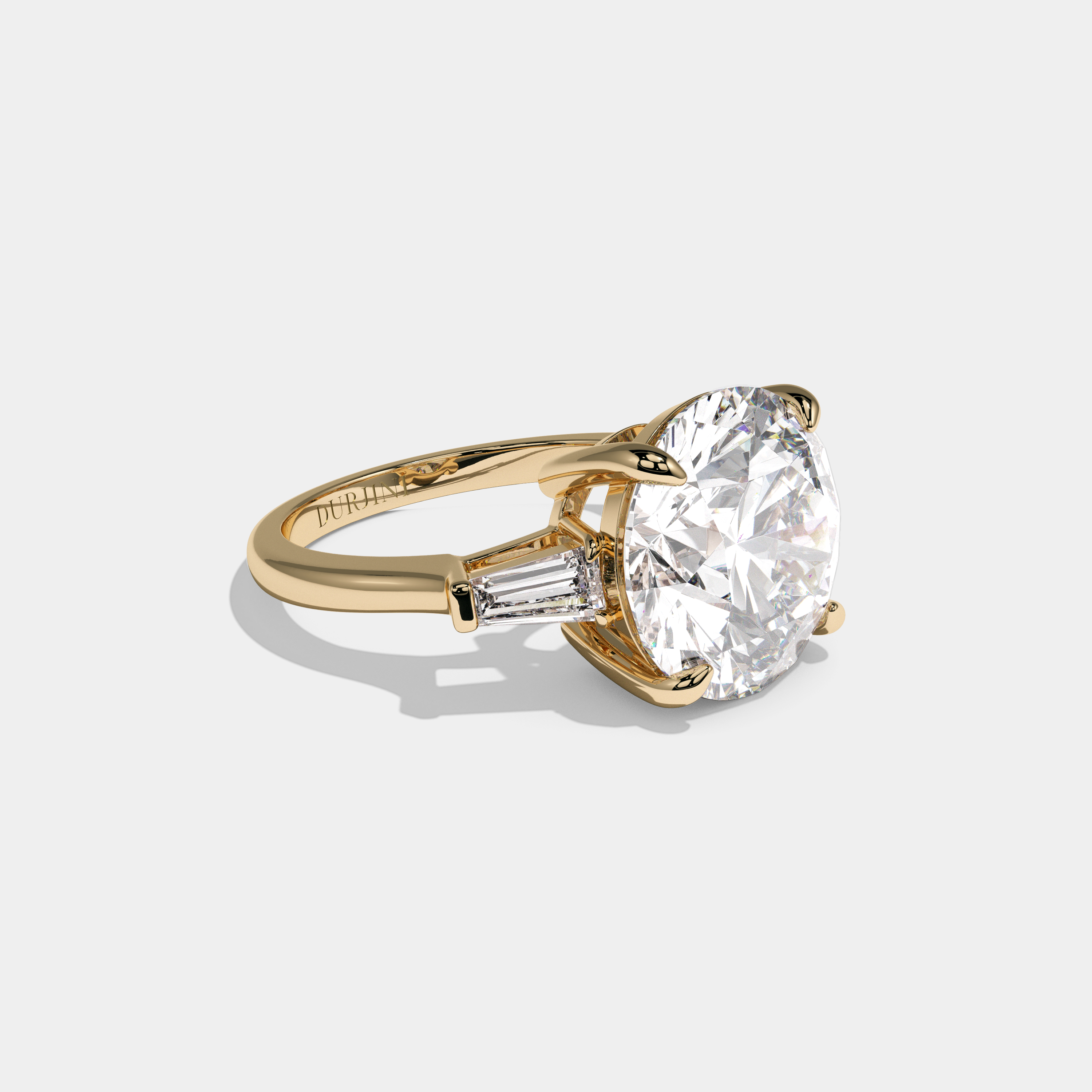 Eleanor Round Brilliant Cut Diamond Halo Plain Band Engagement Ring 7ct 18k Yellow Gold