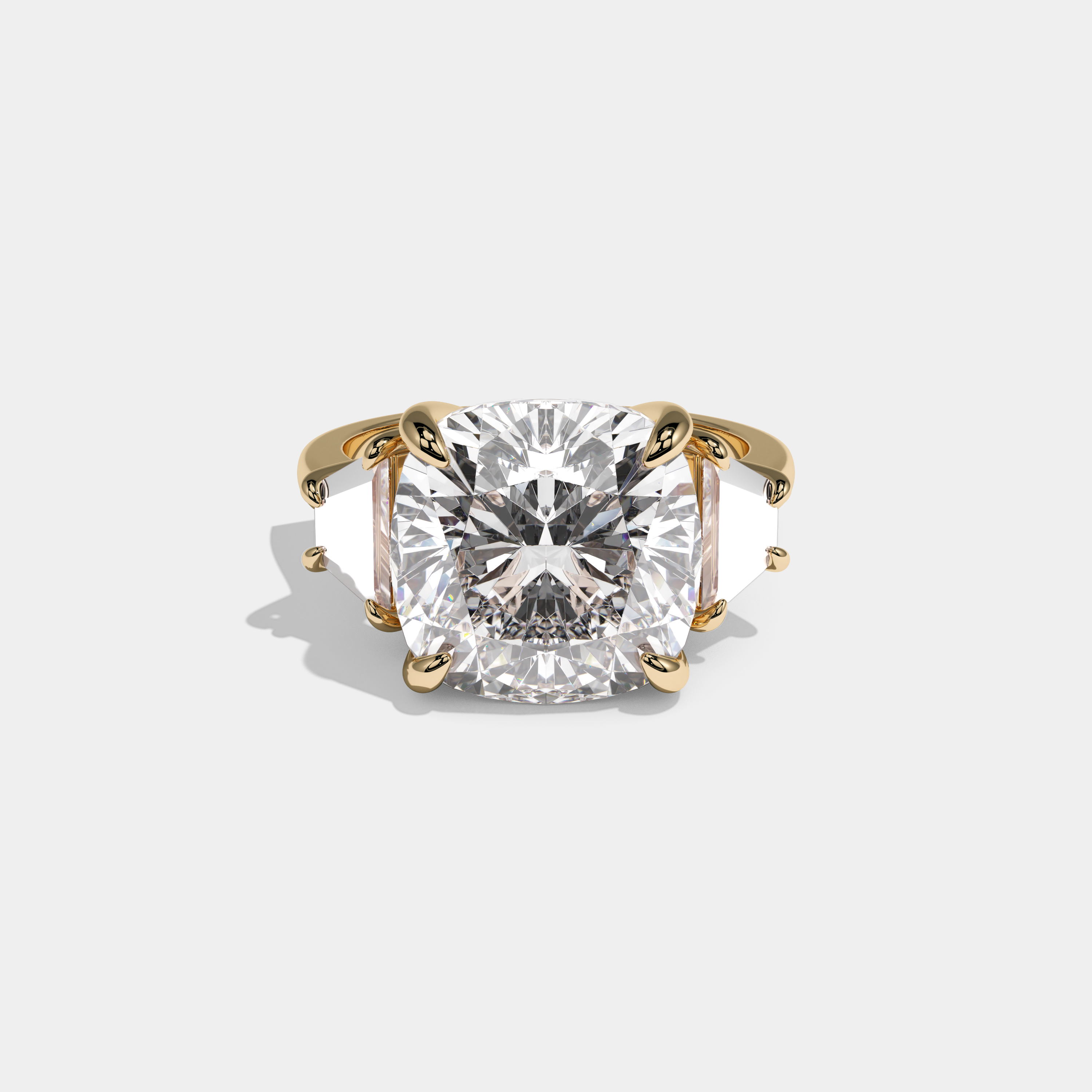 Victoria Cushion Cut Diamond Halo Plain Band Engagement Ring 10ct 18K Yellow Gold