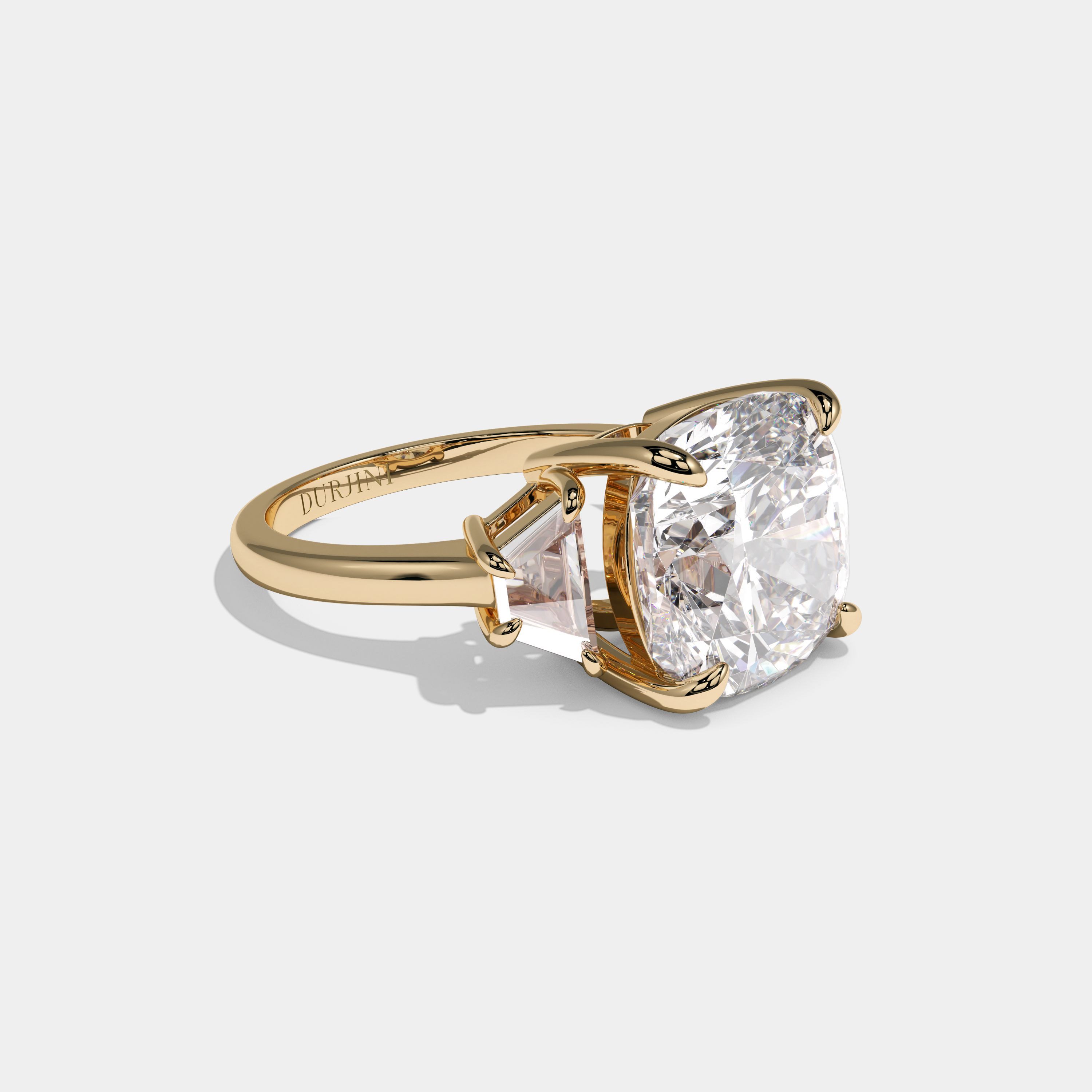 Victoria Cushion Cut Diamond Halo Plain Band Engagement Ring 10ct 18K Yellow Gold