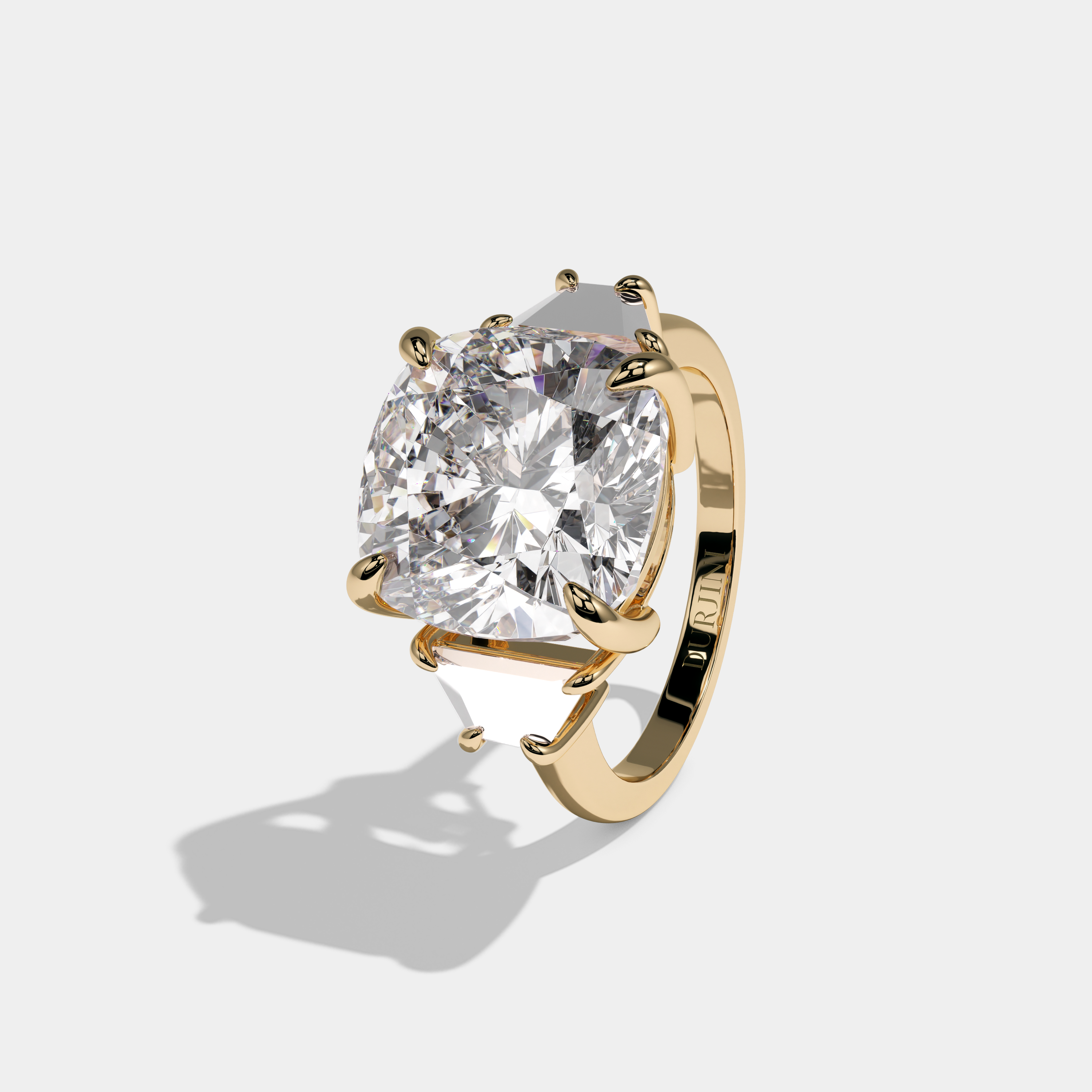 Victoria Cushion Cut Diamond Halo Plain Band Engagement Ring 10ct 18K Yellow Gold