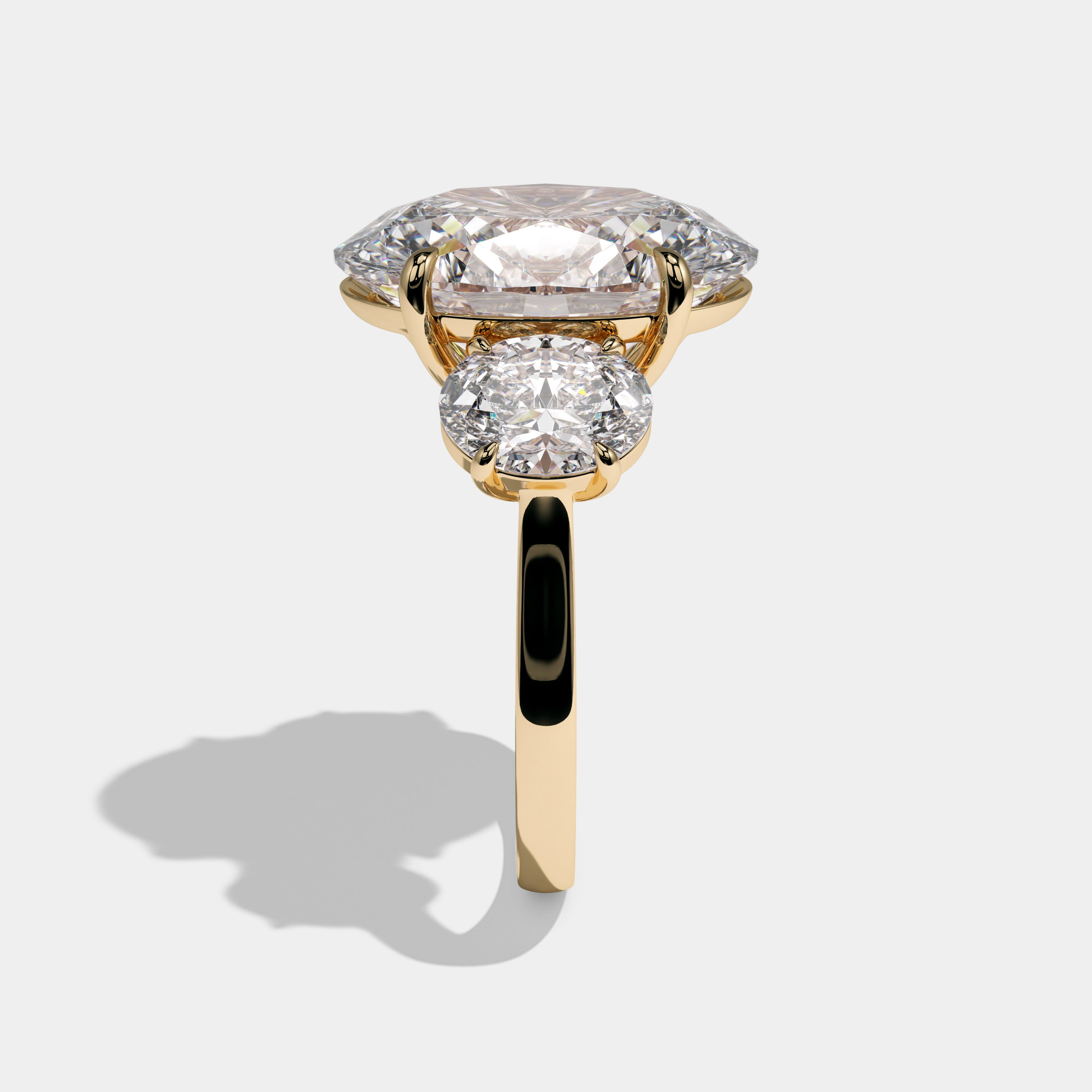 Victoria Oval Cut Diamond Halo Engagement Ring Plain Band 10ct 18K Yellow Gold