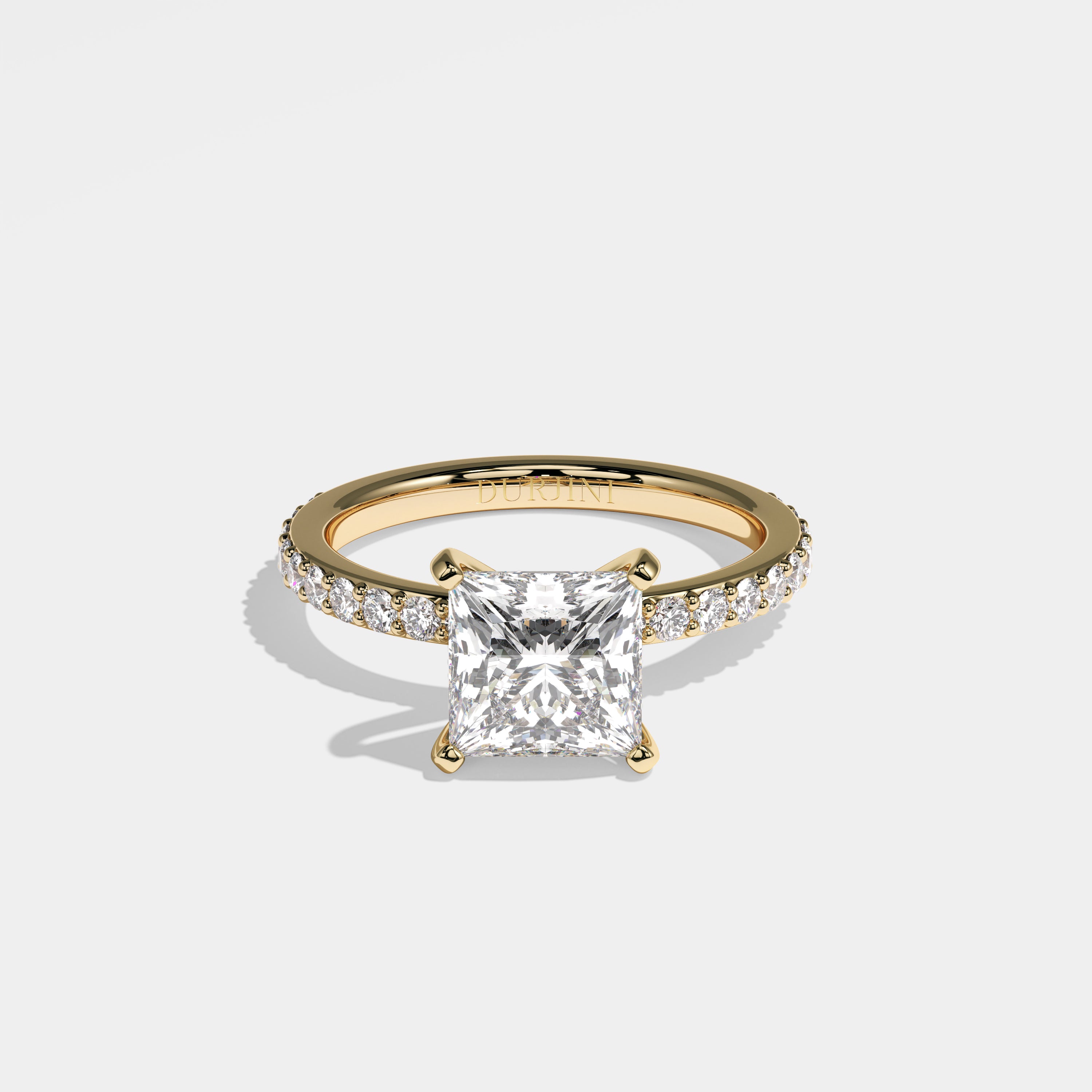 Arms Diamond Princess Engagement Ring 18K Yellow Gold 5.50ct