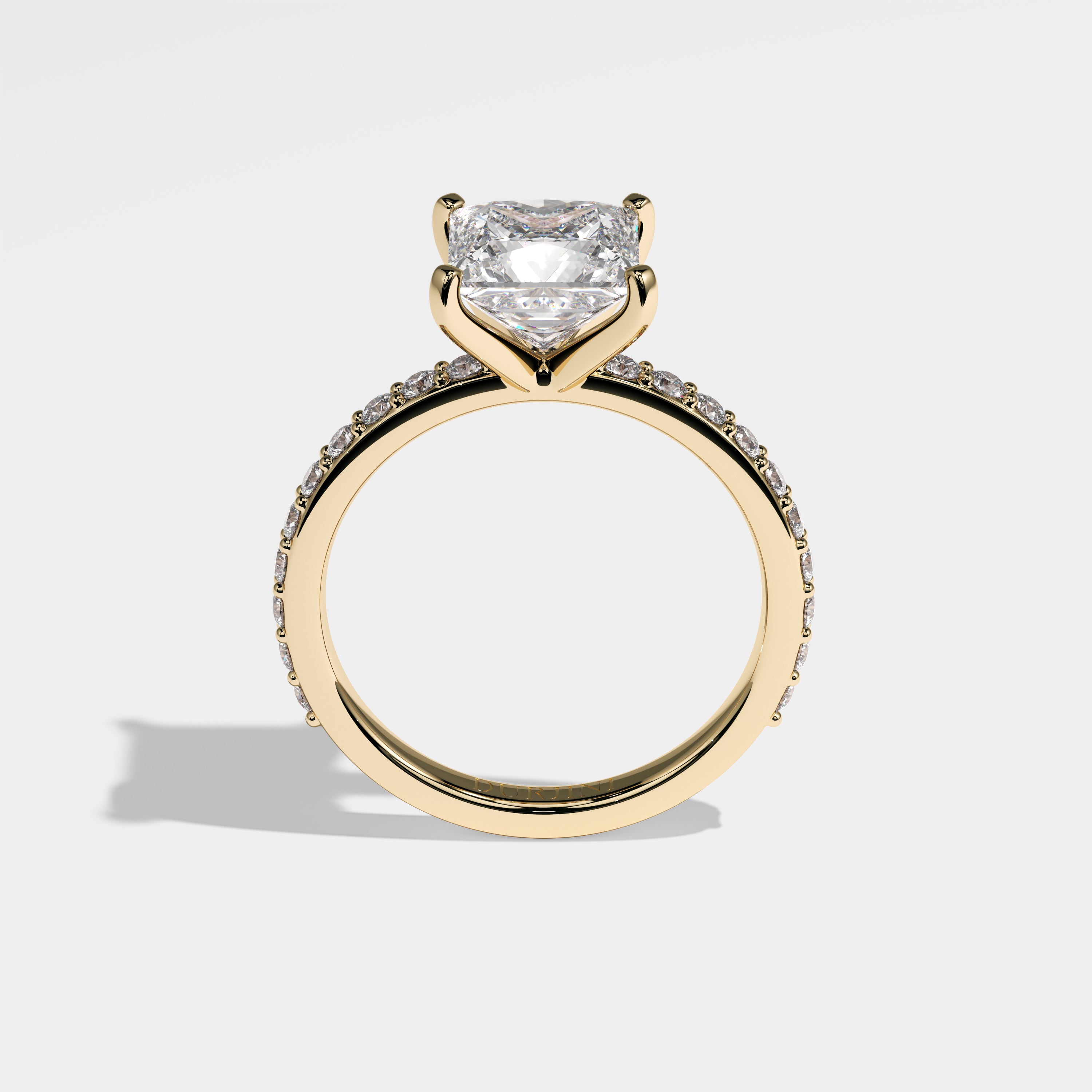 Arms Diamond Princess Engagement Ring 18K Yellow Gold 5.50ct